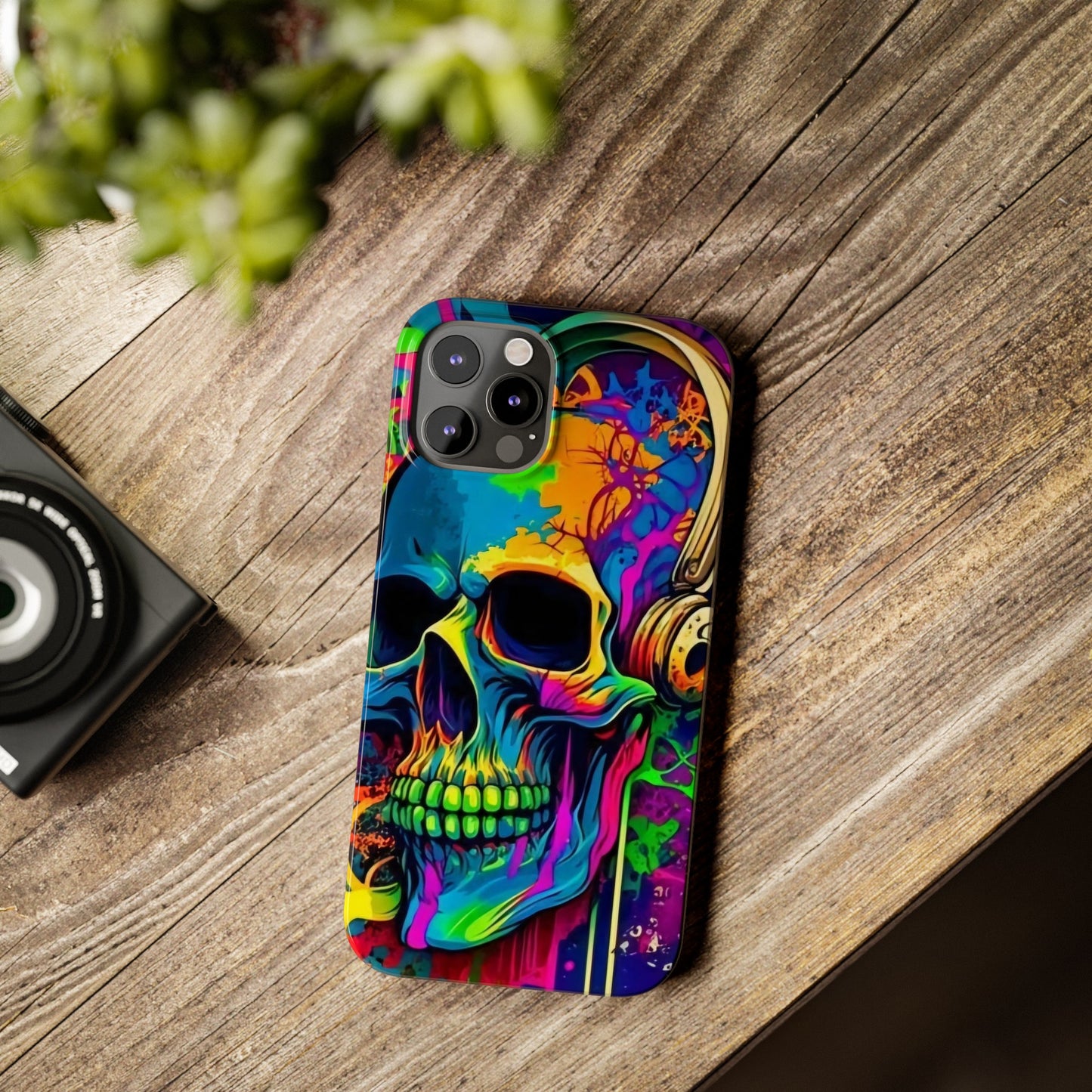 Skull Head with Headphones iPhone 15, 14, 13, 12 Cases: Rock Edition