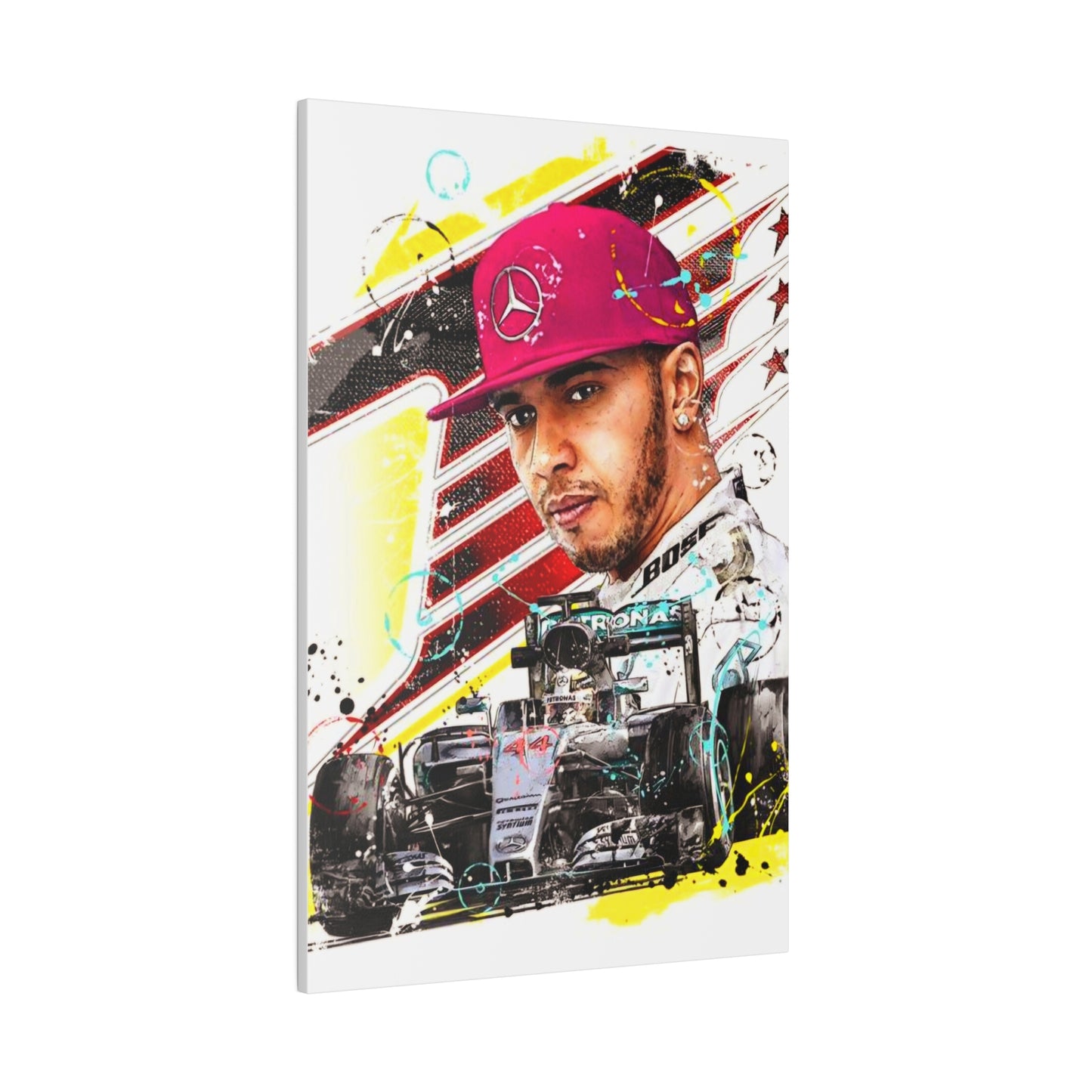 Lewis Hamilton with F1 Car - Canvas
