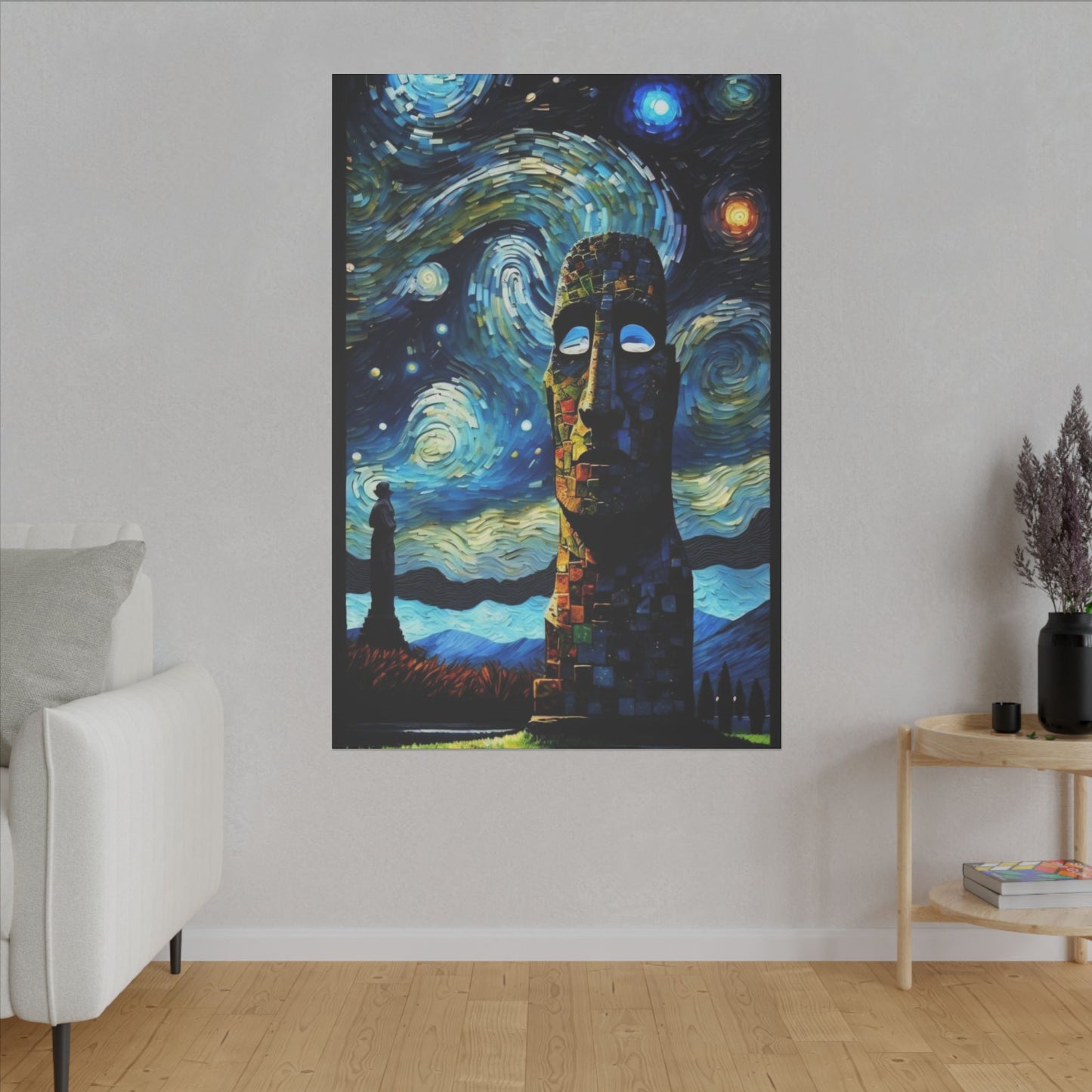 Canvas Easter Island meets Van Gogh Style