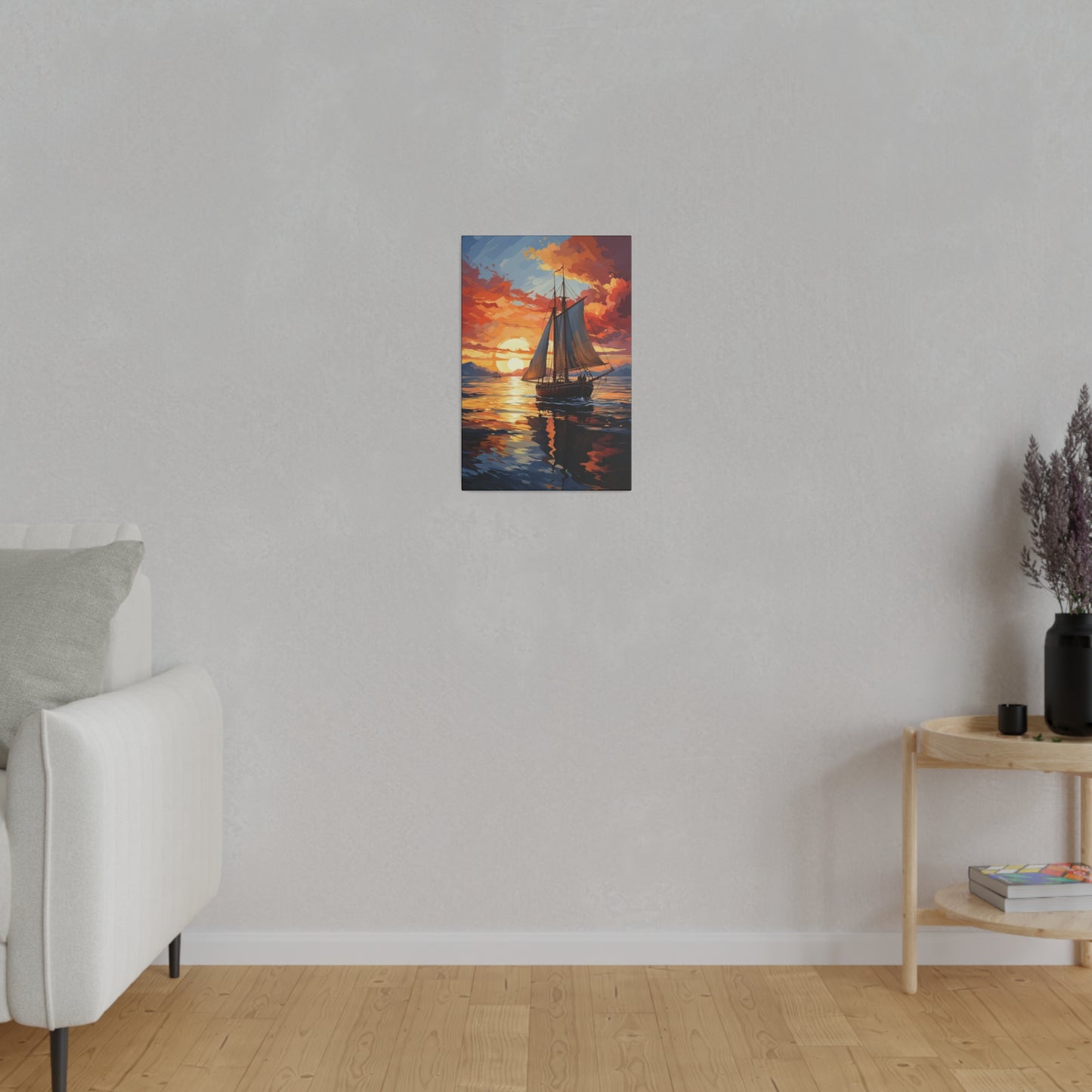 Sailing into the Sunset: Old Sailboat Canvas