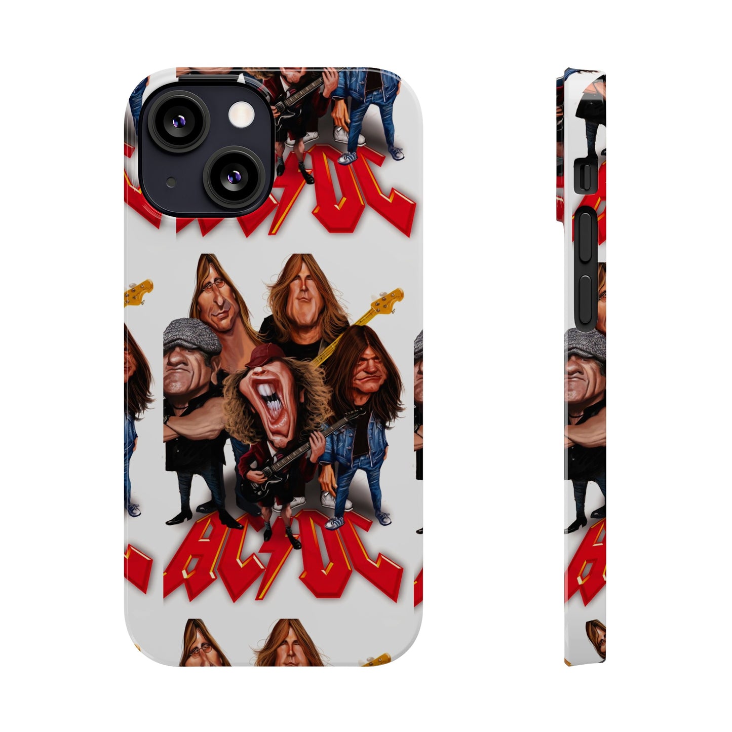 AC/DC Angus Young Rockin Caricatures iPhone 15, 14, 13, 12 Cases
