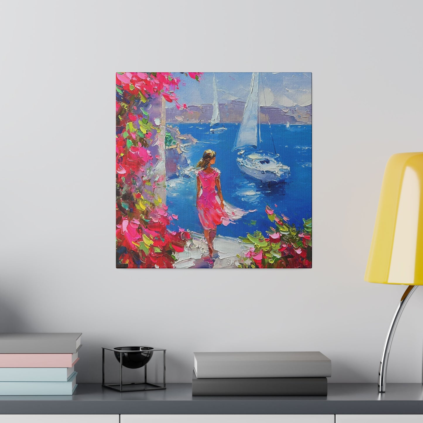 Seaside Serenity - Women in Pink Canvas