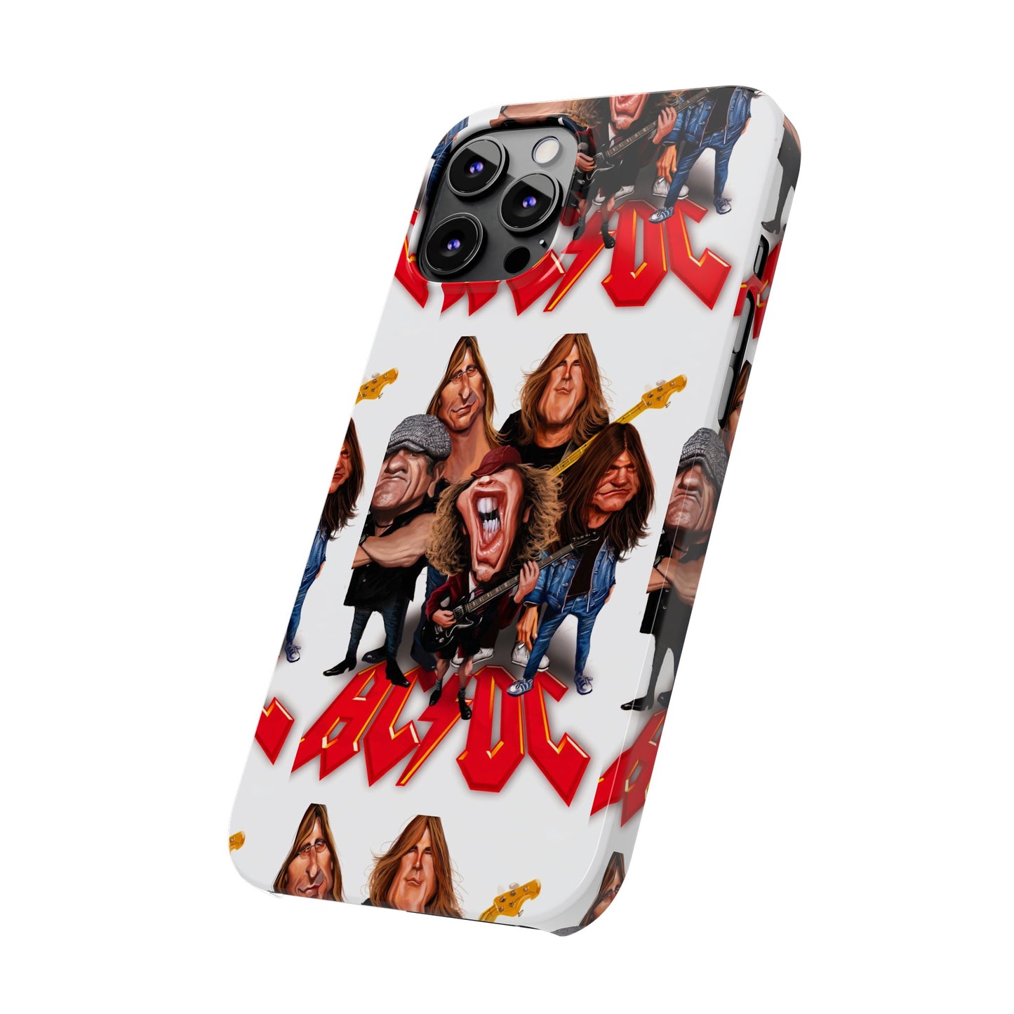 AC/DC Angus Young Rockin Caricatures iPhone 15, 14, 13, 12 Cases