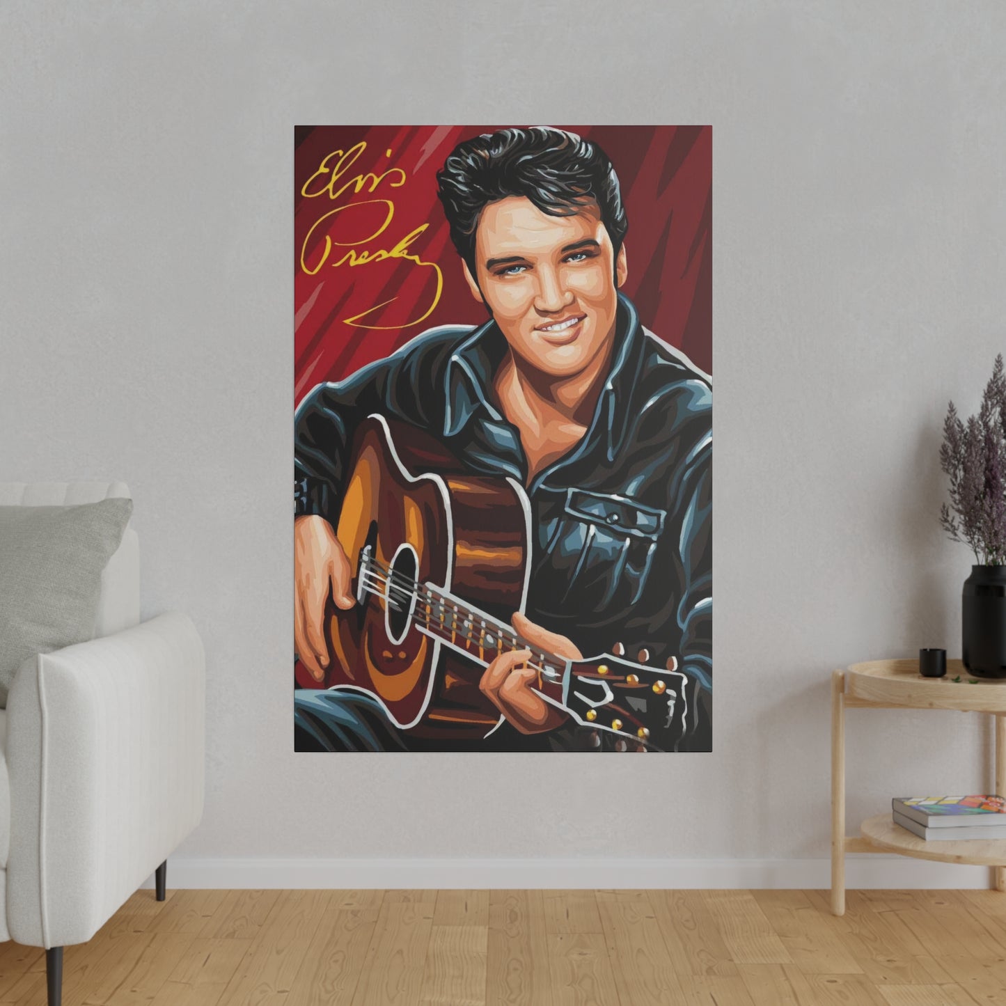 Elvis Presley on his Guitar Canvas