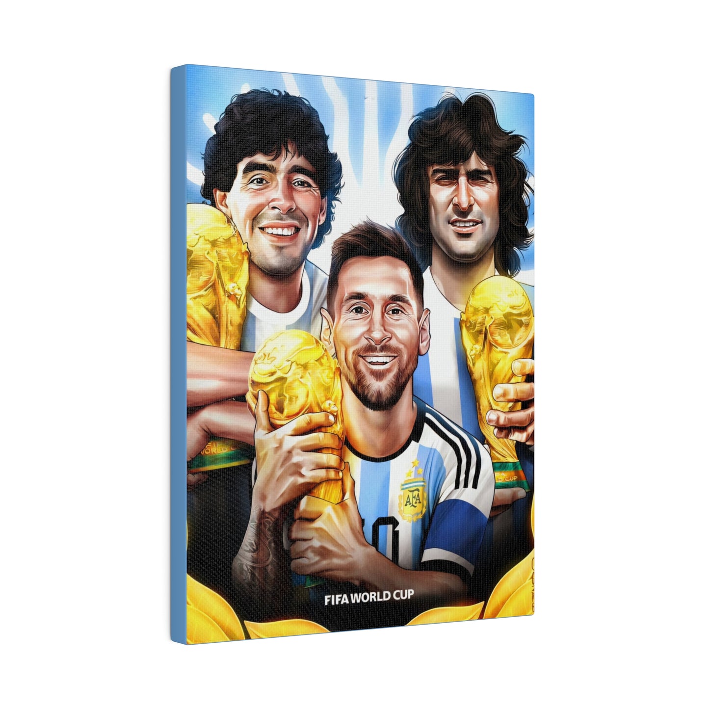 Argentina Football: Big 3 M's - Messi, Maradona, Mario - Canvas