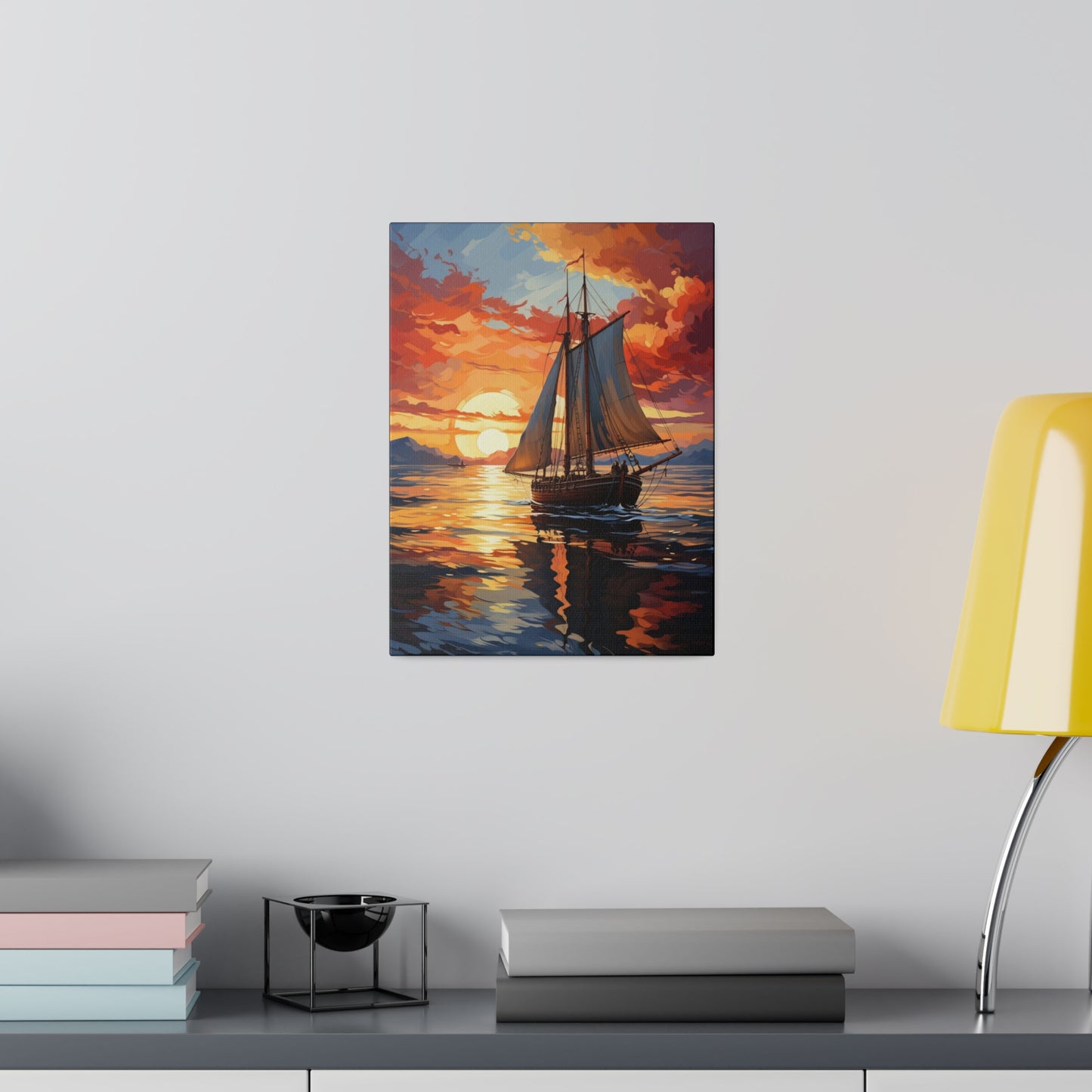 Sailing into the Sunset: Old Sailboat Canvas