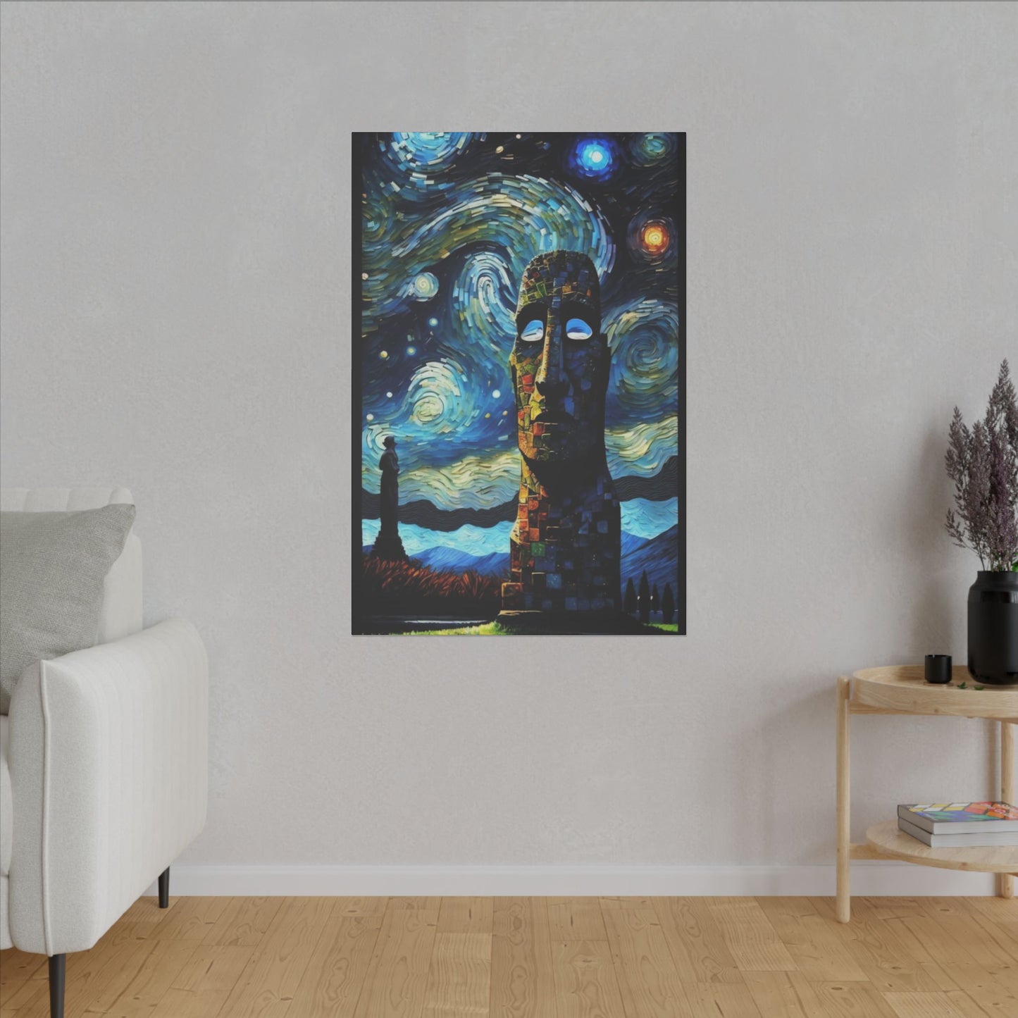 Canvas Easter Island meets Van Gogh Style