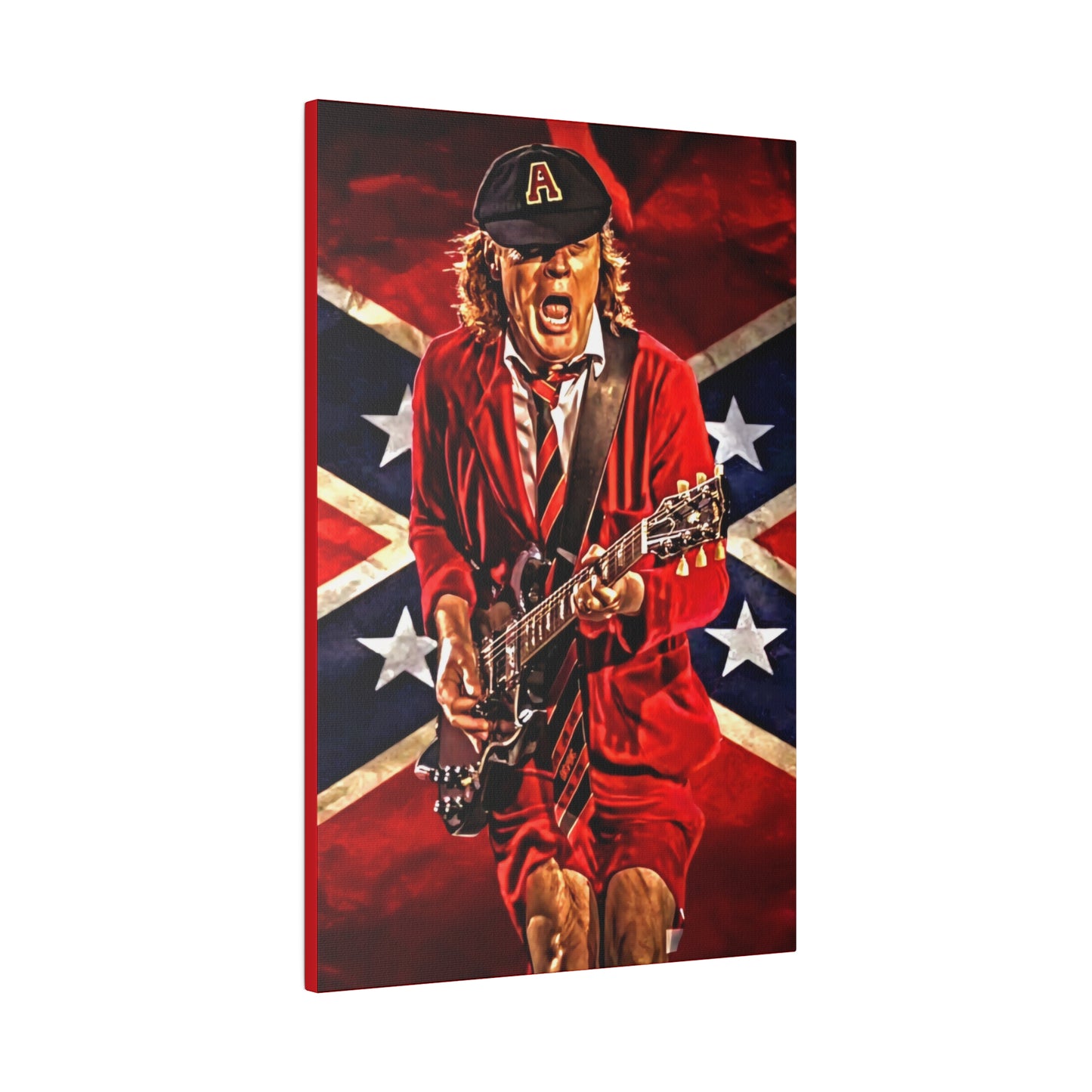 Angus Young from ACDC Guitar Playing - Canvas
