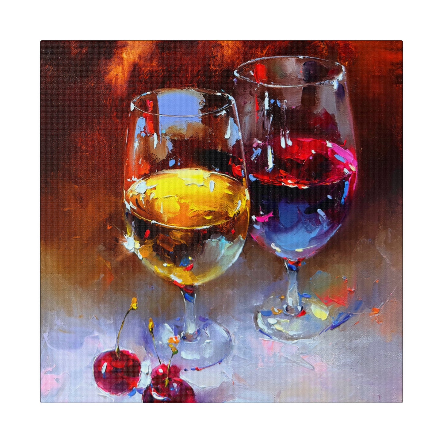 Cheers to Cherished Moments: White and Red Wine - Canvas