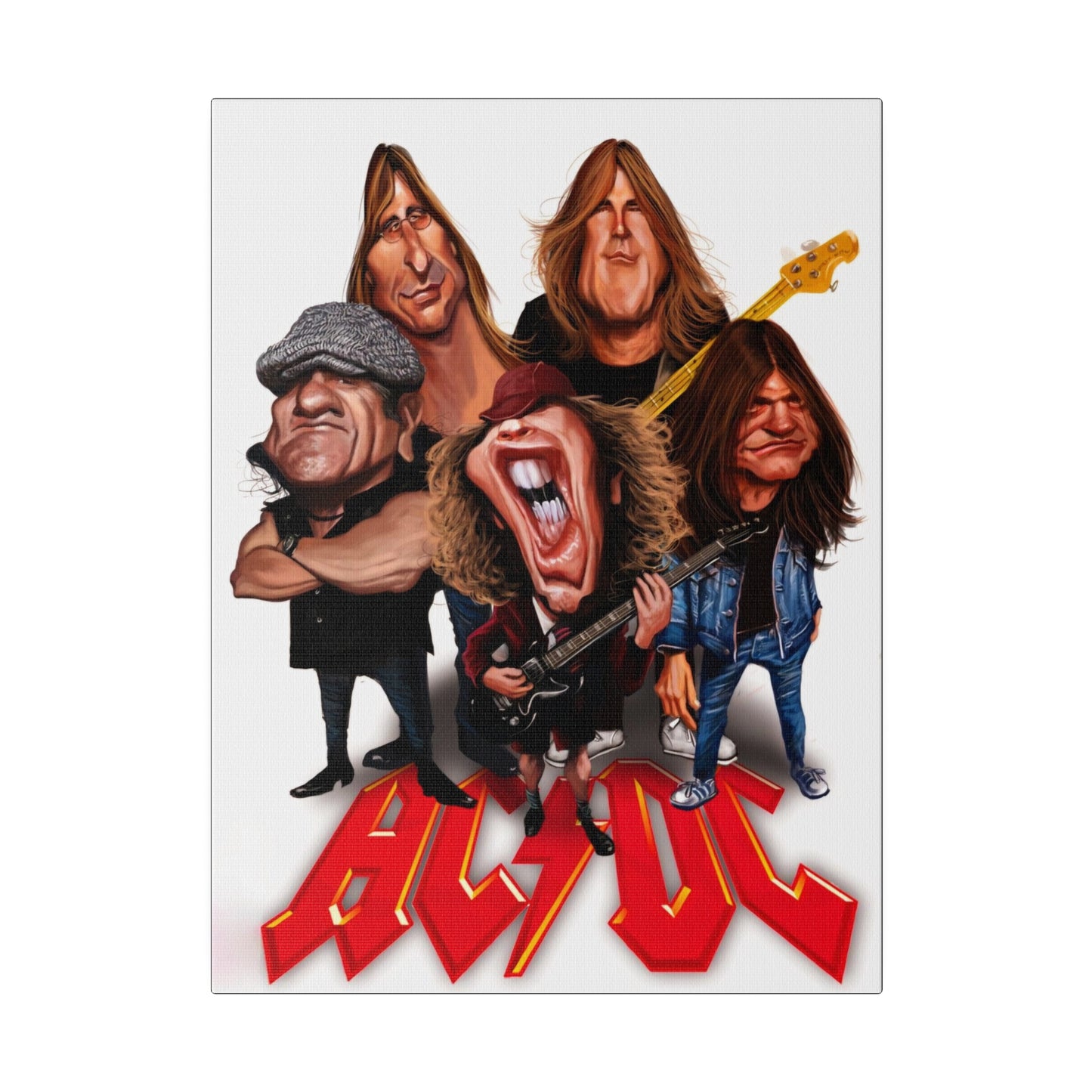 ACDC and Angus Young Rockin' Caricatures - Canvas