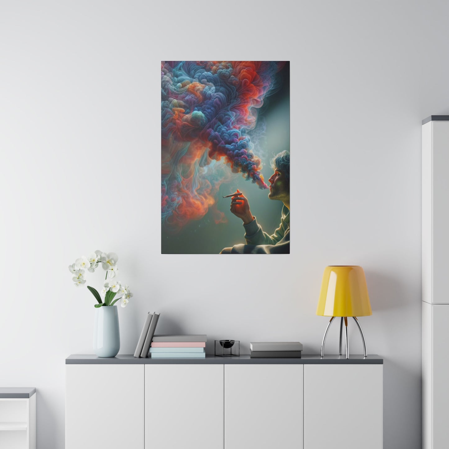 The Colorful World of Men and Smoke - Canvas