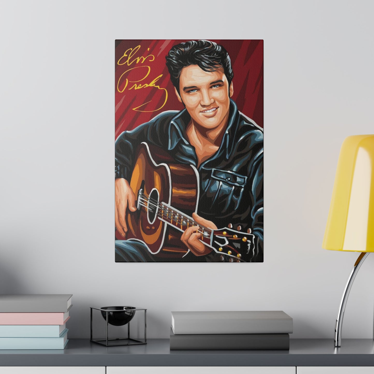 Elvis Presley on his Guitar Canvas