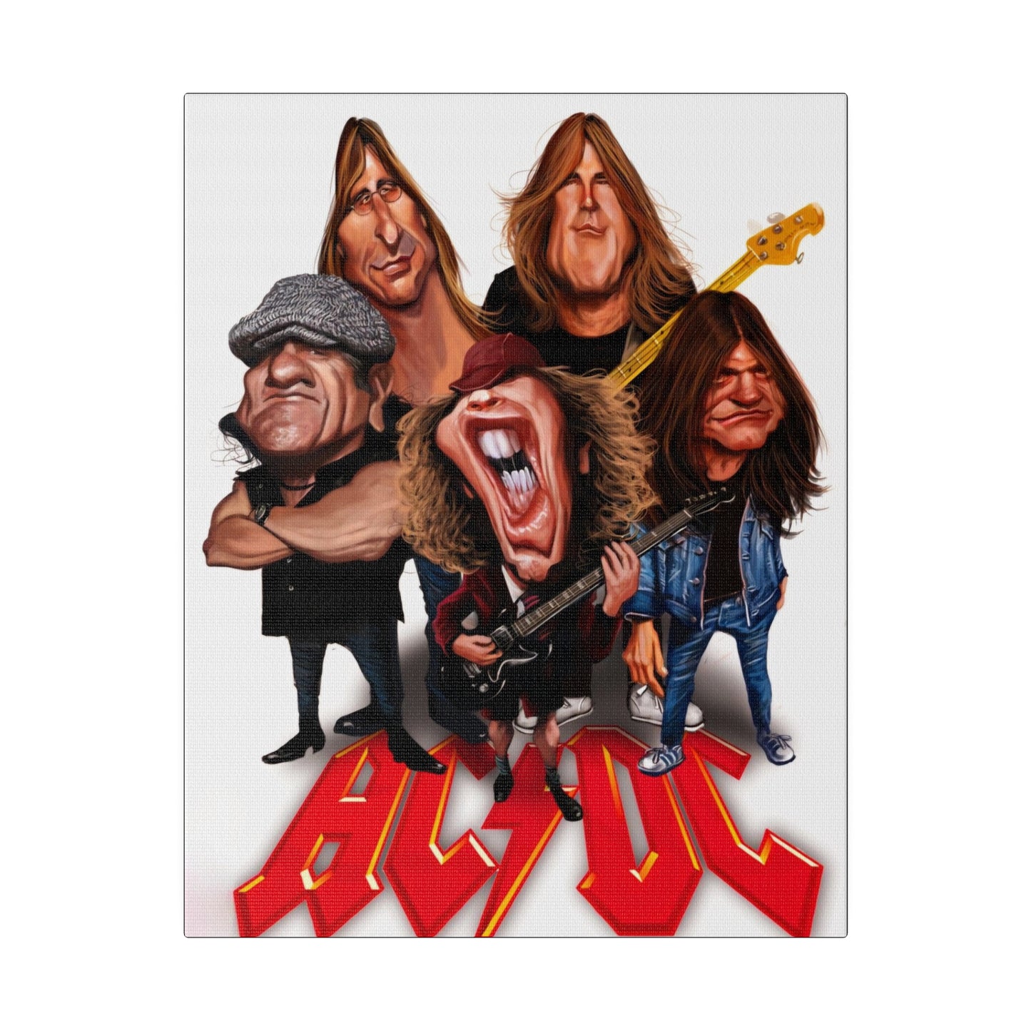 ACDC and Angus Young Rockin' Caricatures - Canvas