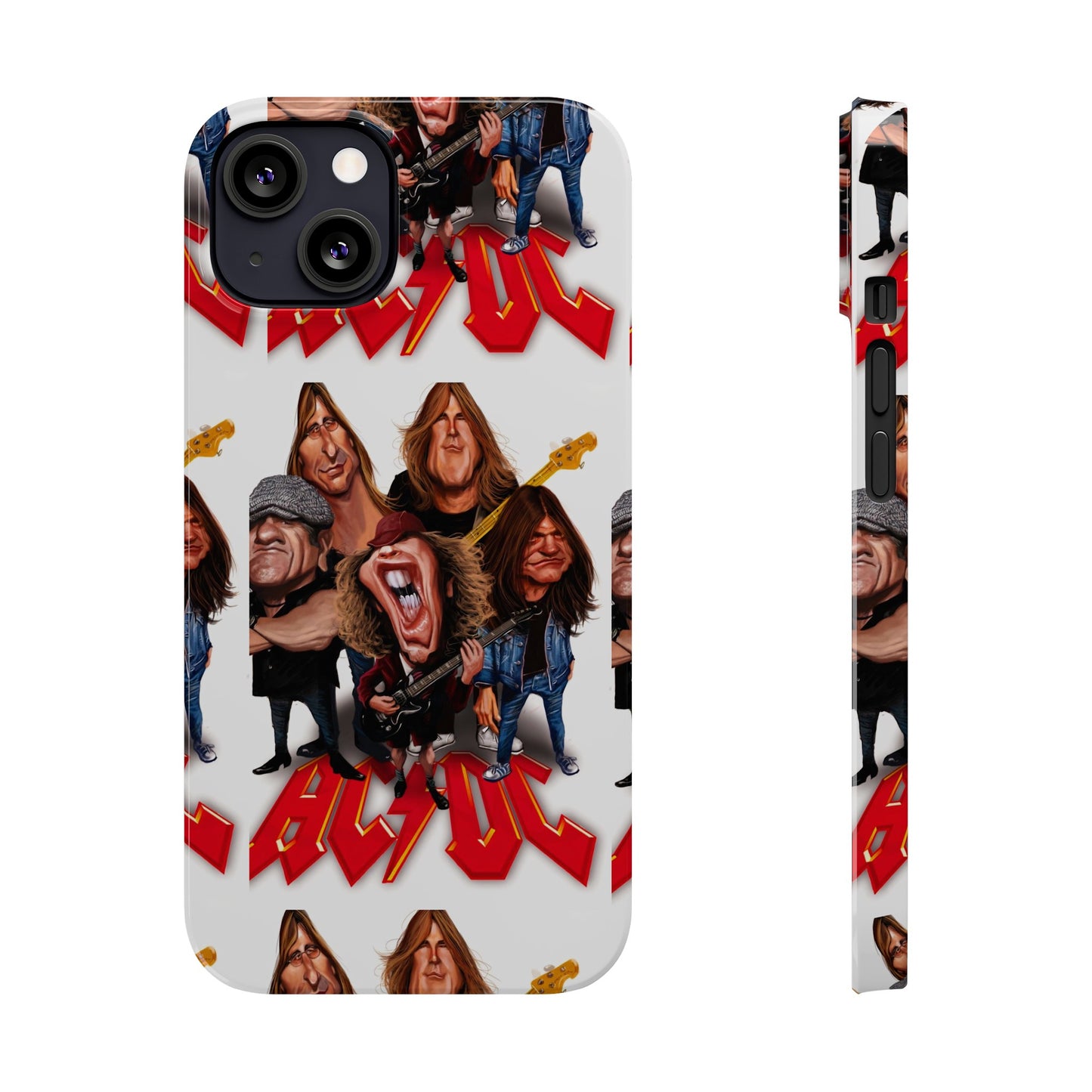 AC/DC Angus Young Rockin Caricatures iPhone 15, 14, 13, 12 Cases