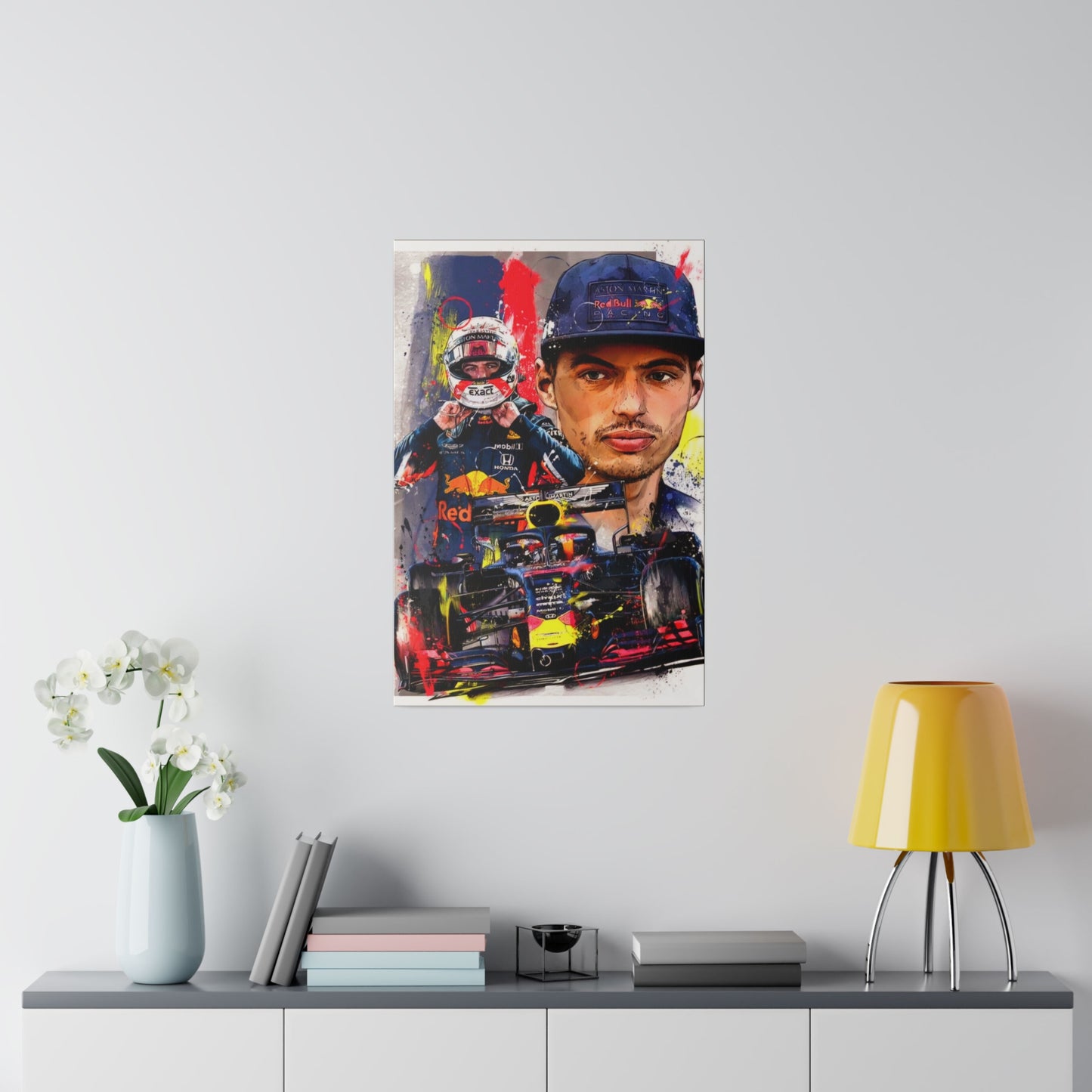 Max Verstappen with F1 Car Canvas