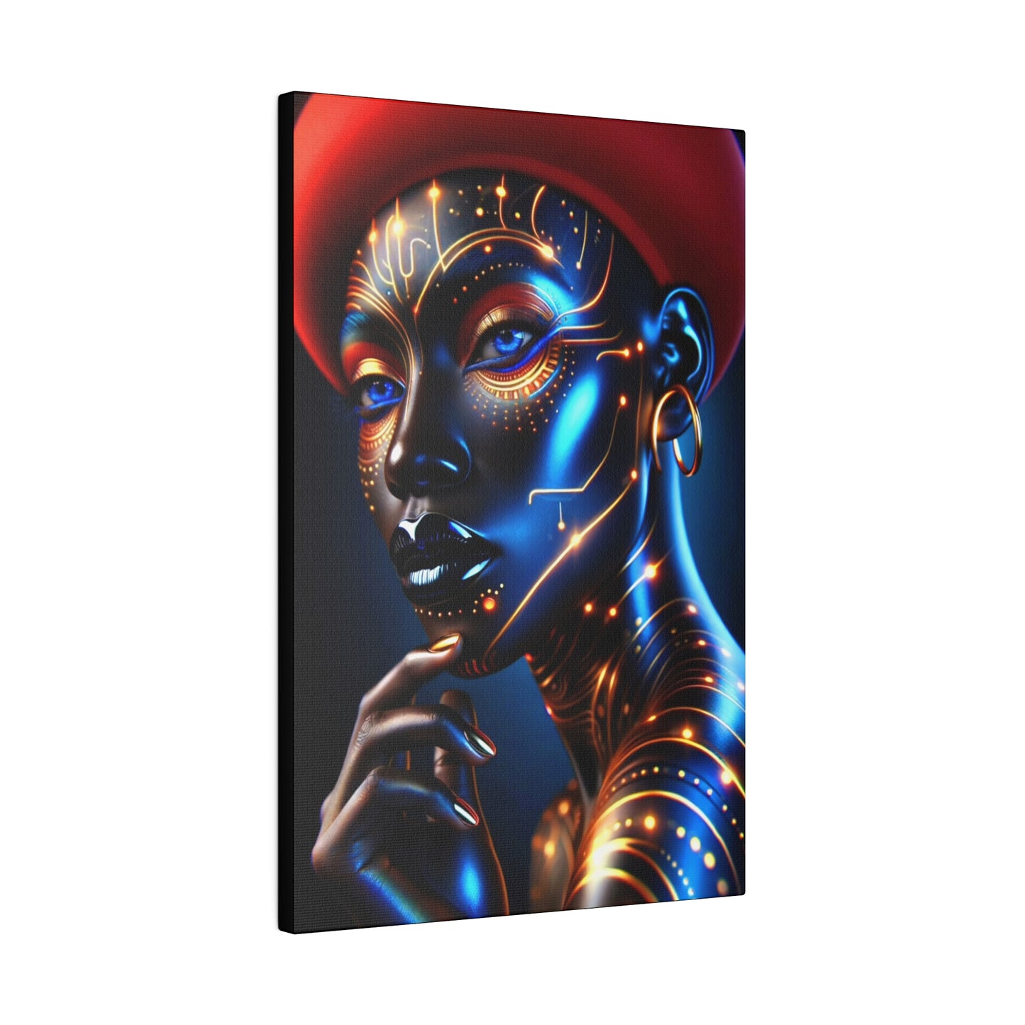 Golden Elegance: Crimson Concealment - Canvas