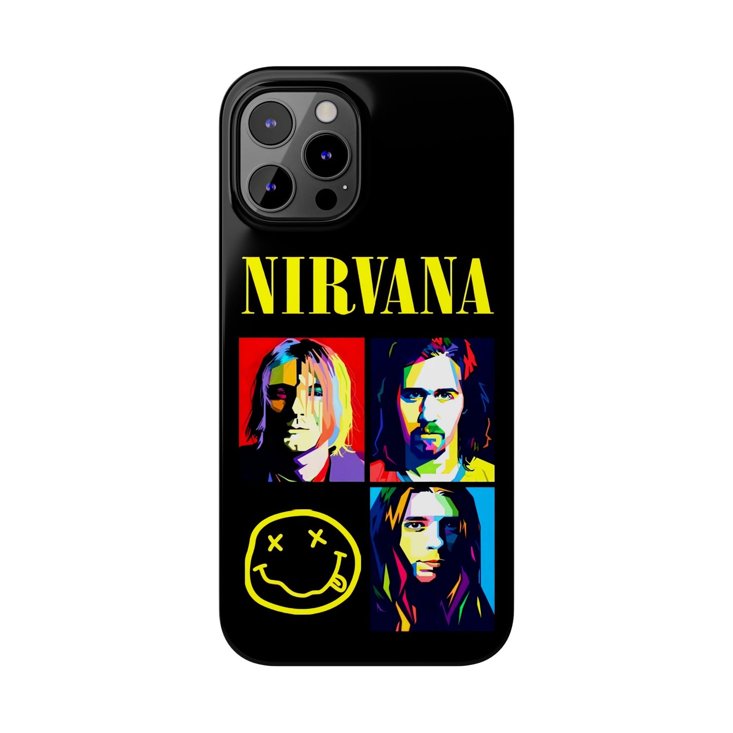 Nirvana Tribute: Kurt Cobain iPhone 15, 14, 13, 12, 11 Art in Black