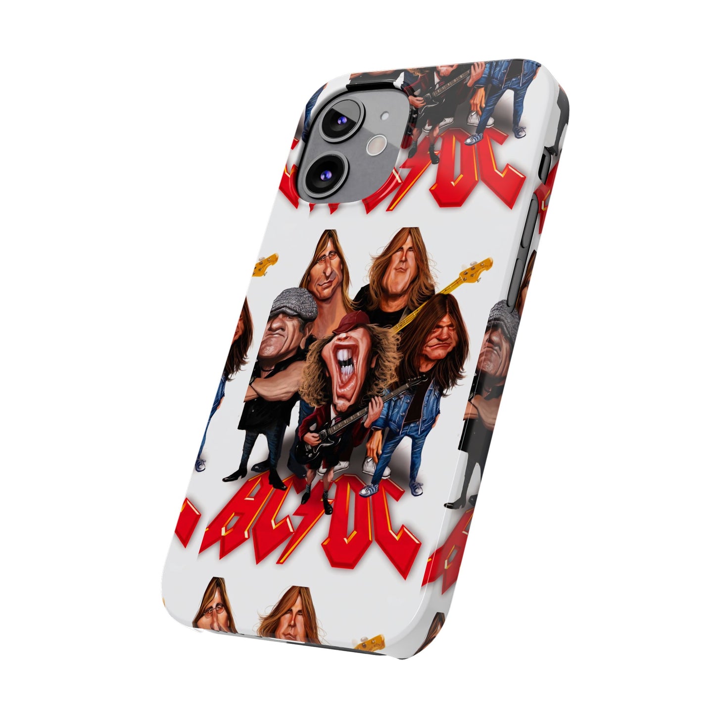 AC/DC Angus Young Rockin Caricatures iPhone 15, 14, 13, 12 Cases