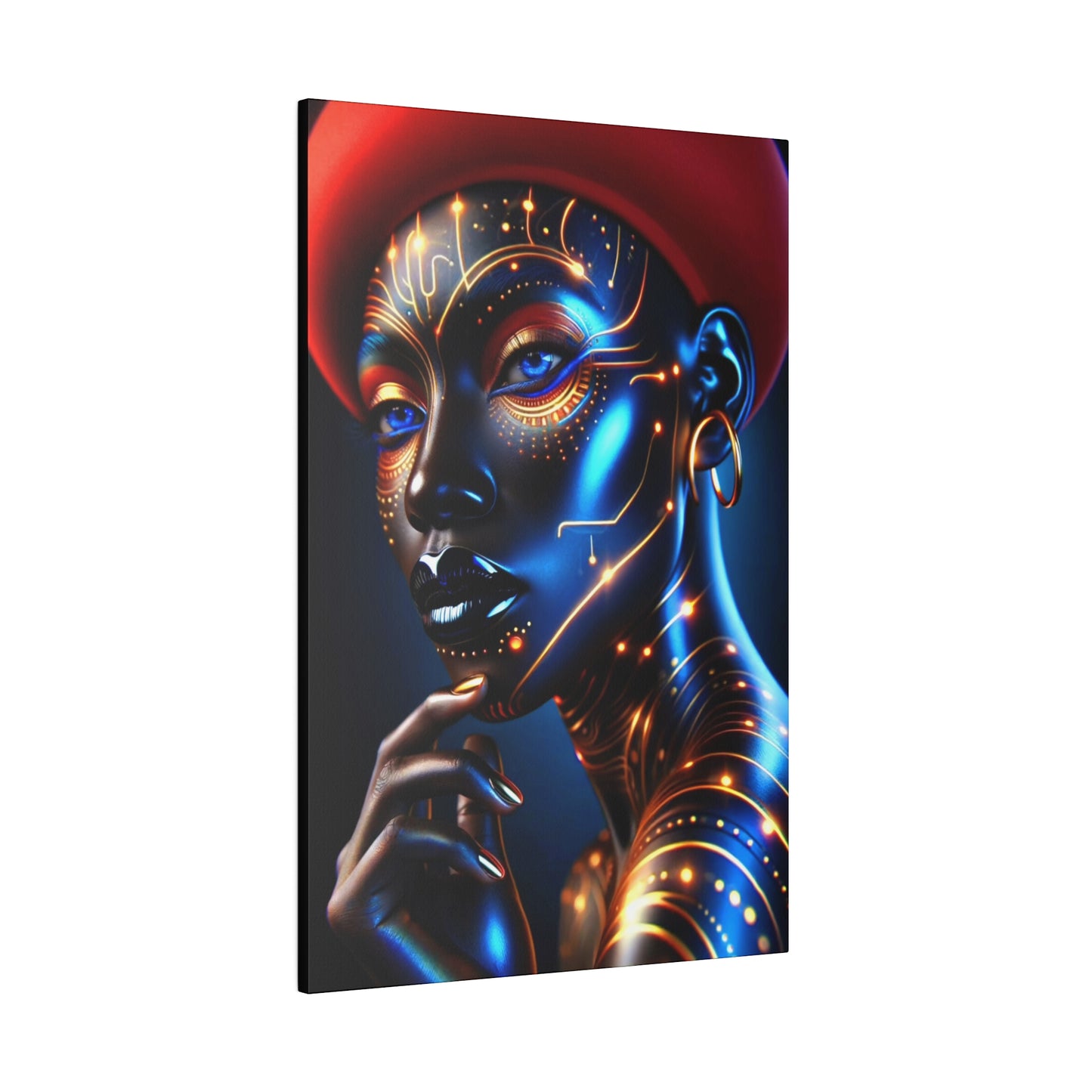 Golden Elegance: Crimson Concealment - Canvas