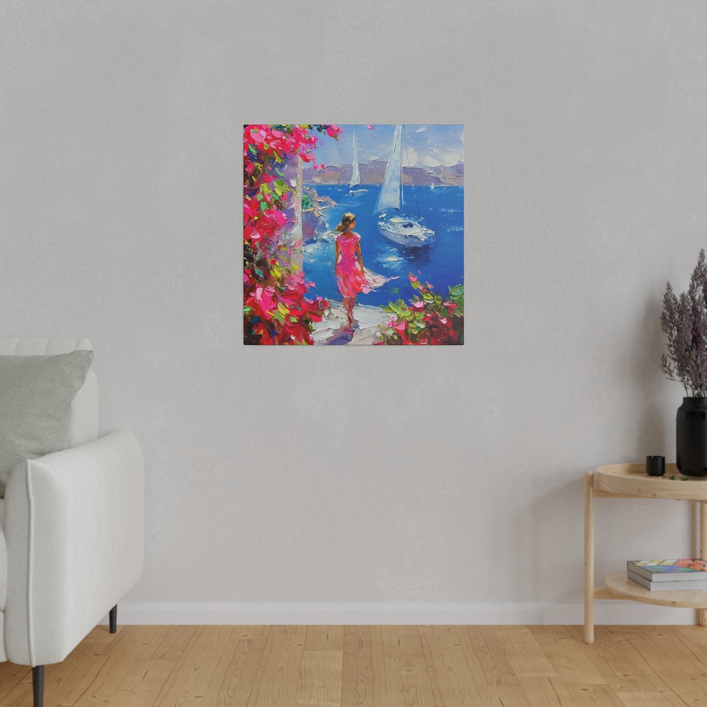 Seaside Serenity - Women in Pink Canvas
