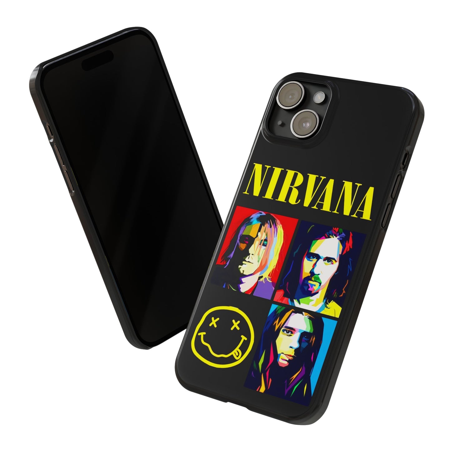 Nirvana Tribute: Kurt Cobain iPhone 15, 14, 13, 12, 11 Art in Black