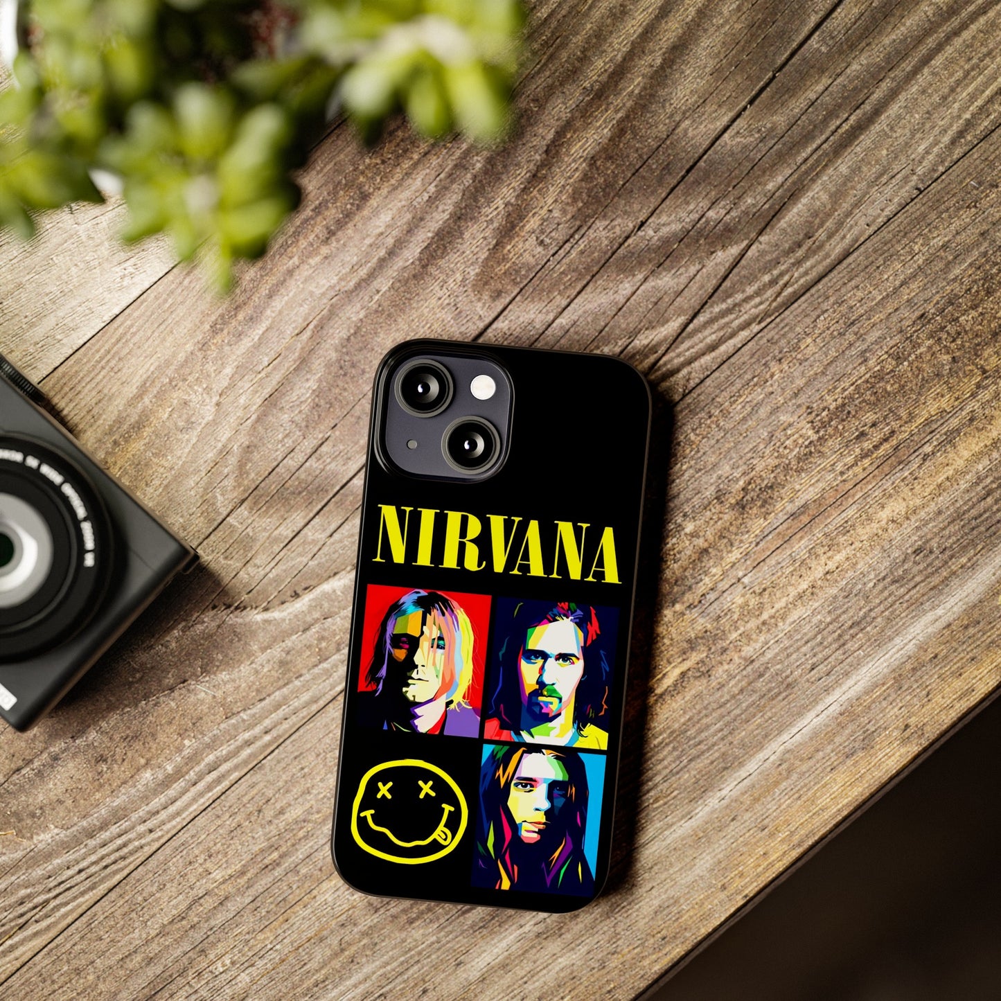 Nirvana Tribute: Kurt Cobain iPhone 15, 14, 13, 12, 11 Art in Black