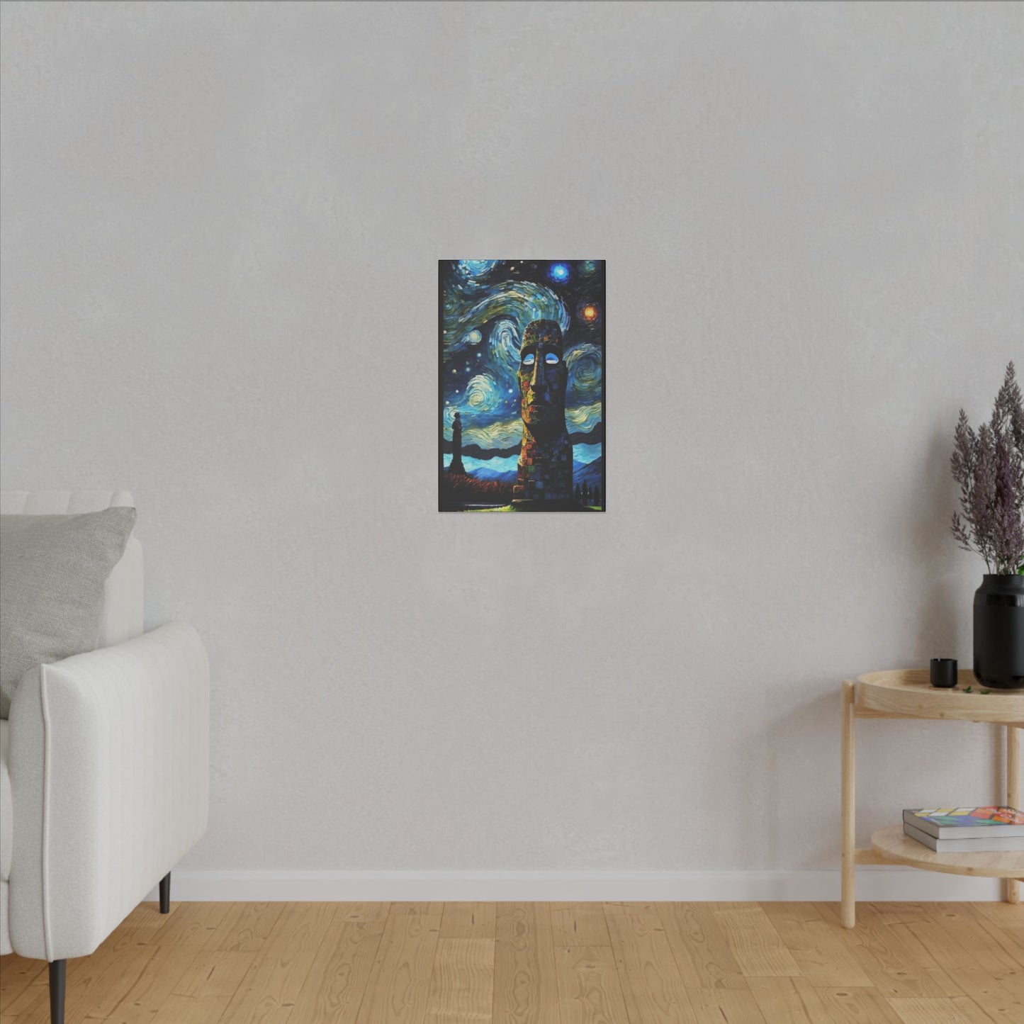 Canvas Easter Island meets Van Gogh Style