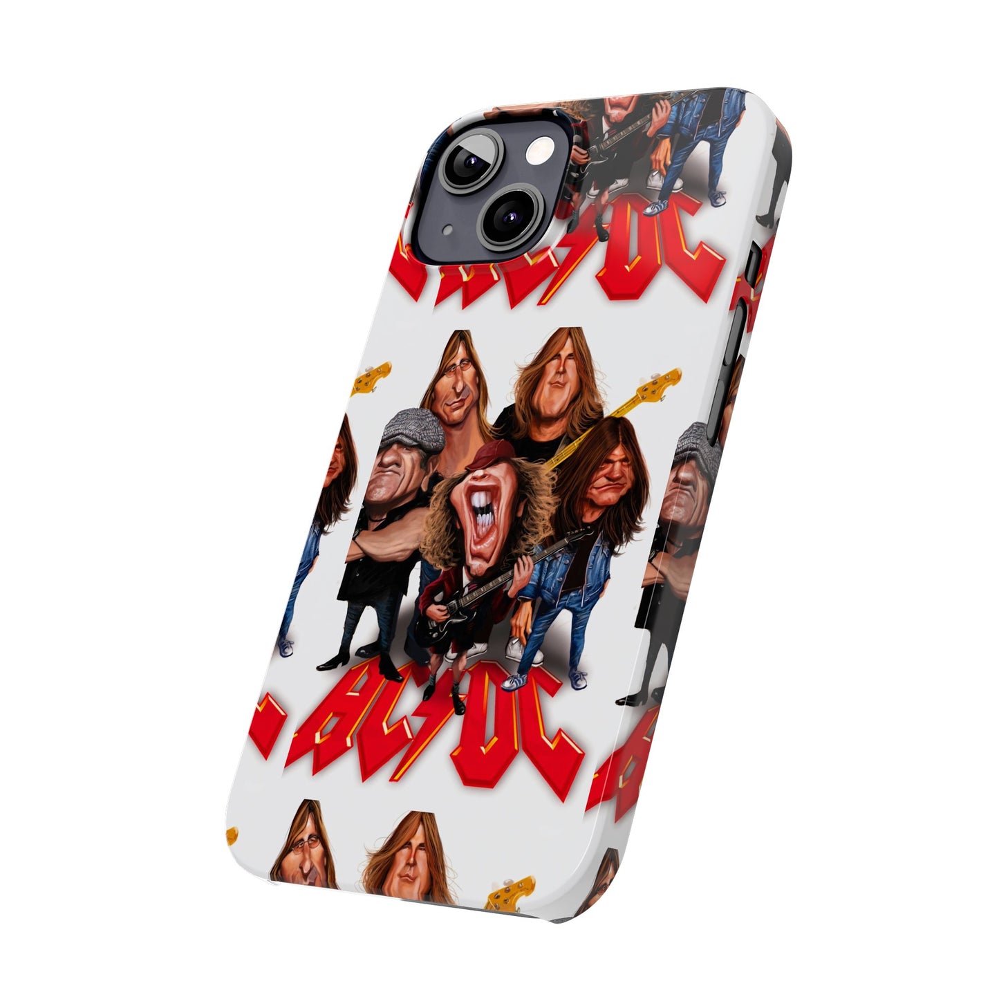 AC/DC Angus Young Rockin Caricatures iPhone 15, 14, 13, 12 Cases