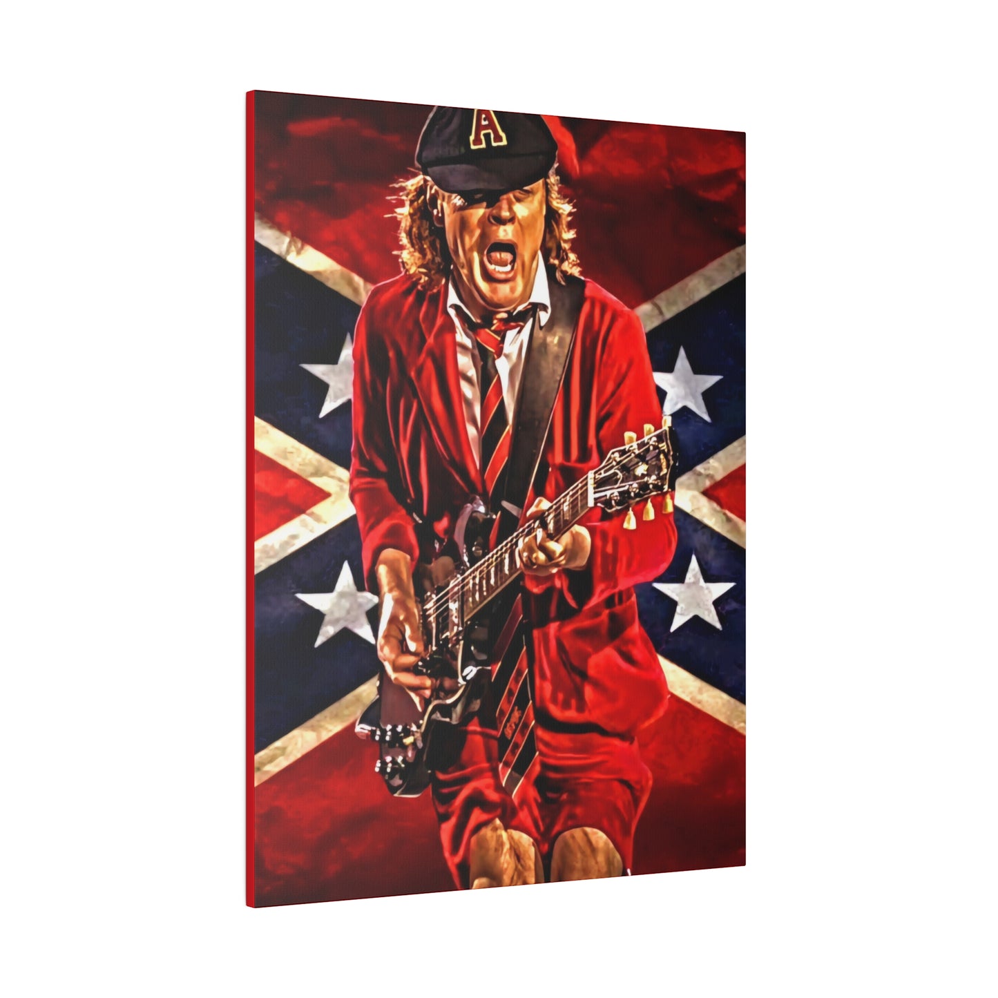 Angus Young from ACDC Guitar Playing - Canvas