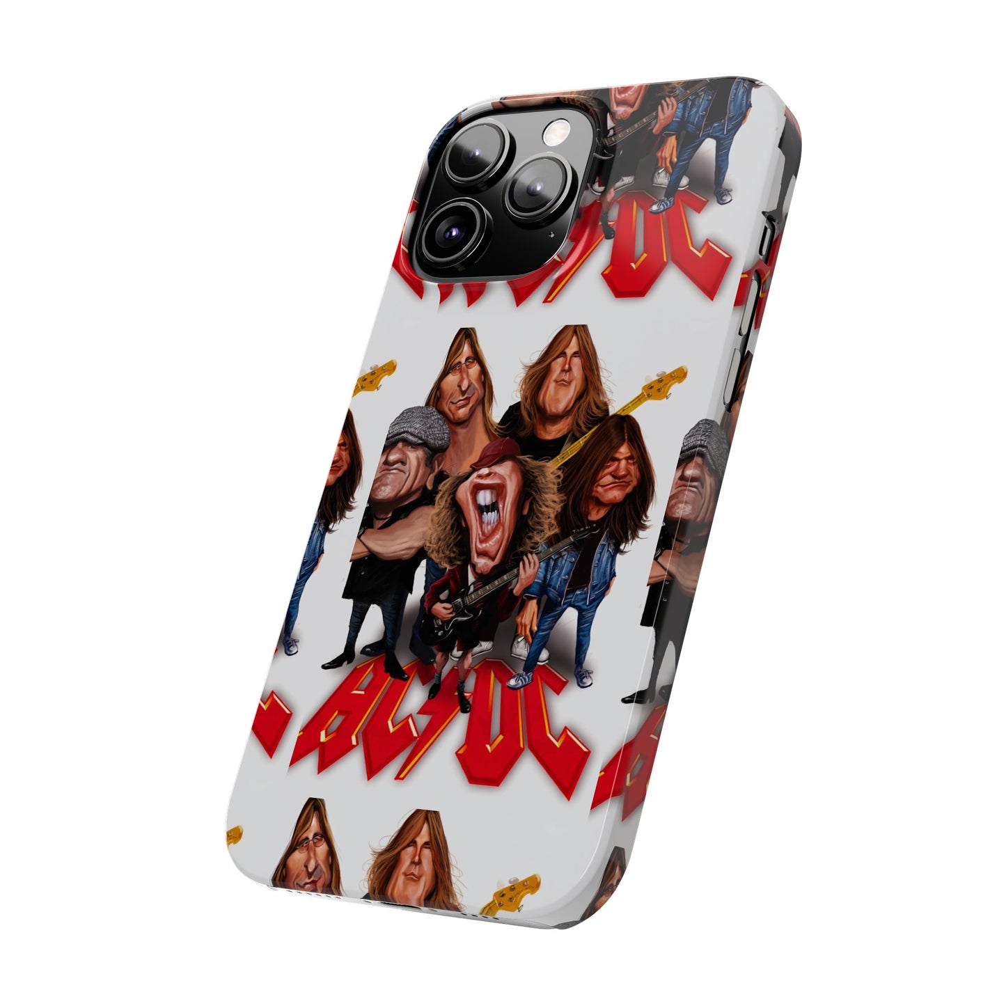 AC/DC Angus Young Rockin Caricatures iPhone 15, 14, 13, 12 Cases