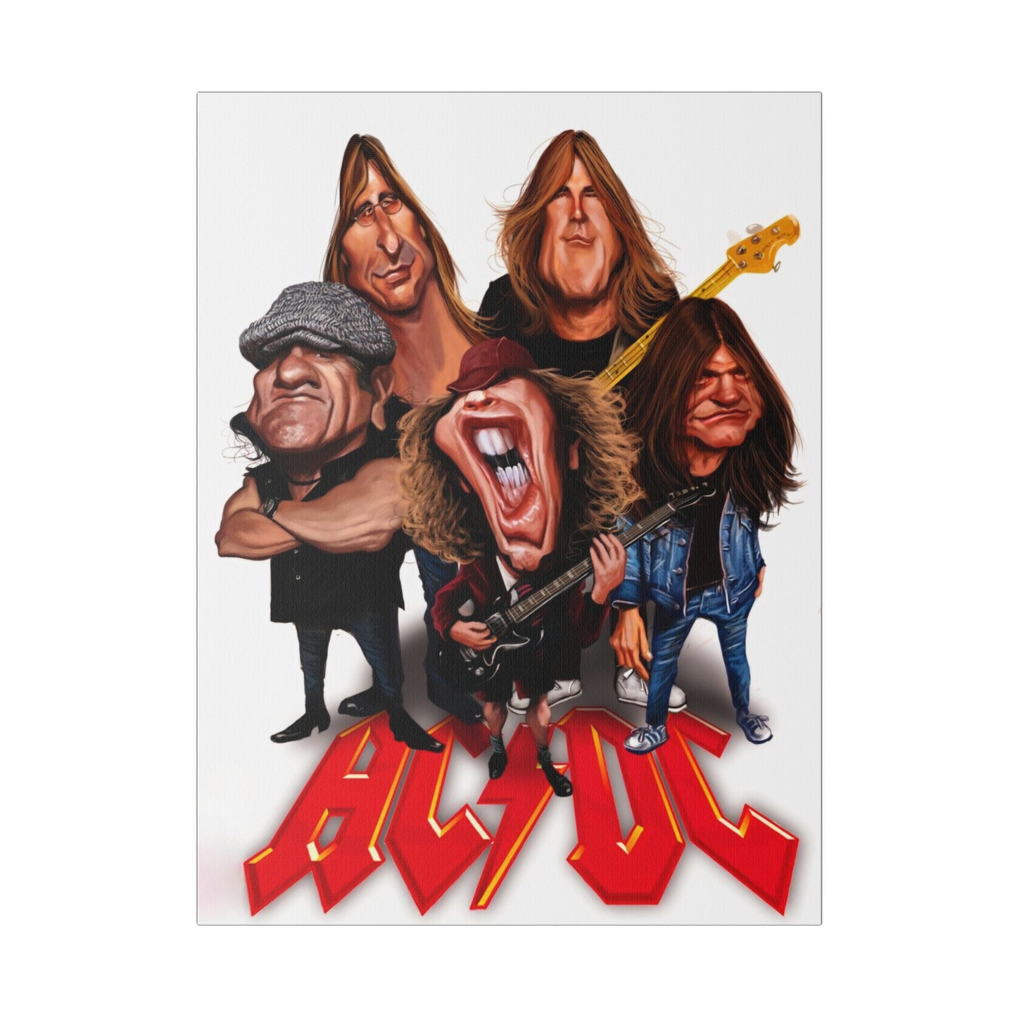 ACDC and Angus Young Rockin' Caricatures - Canvas