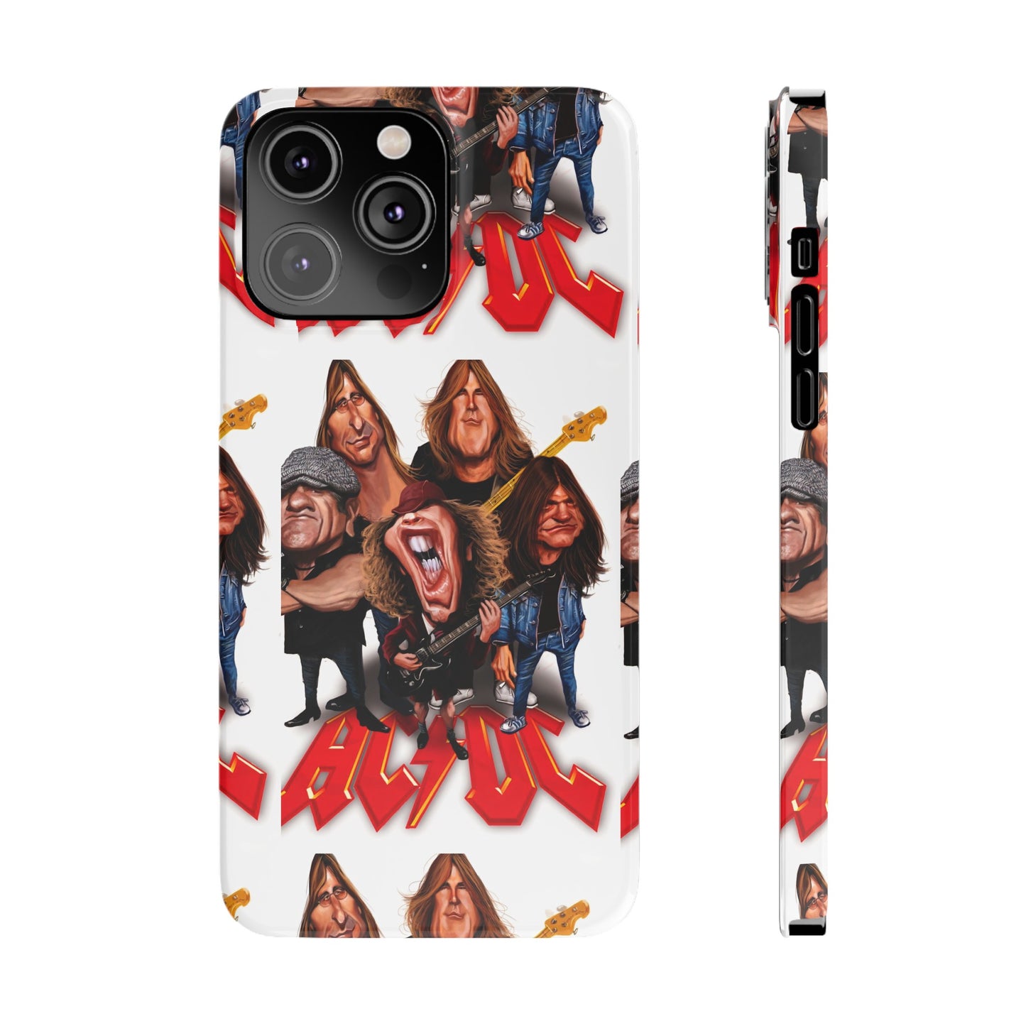 AC/DC Angus Young Rockin Caricatures iPhone 15, 14, 13, 12 Cases