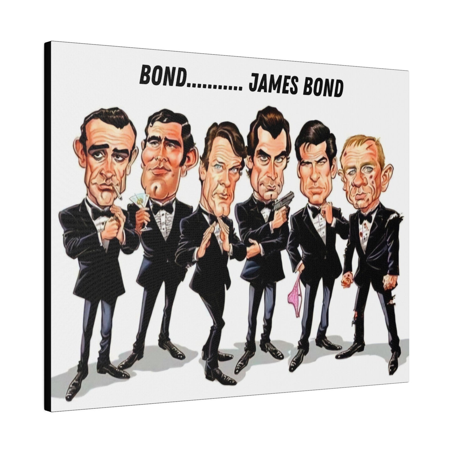 007 Caricature Collage: James Bond Canvas