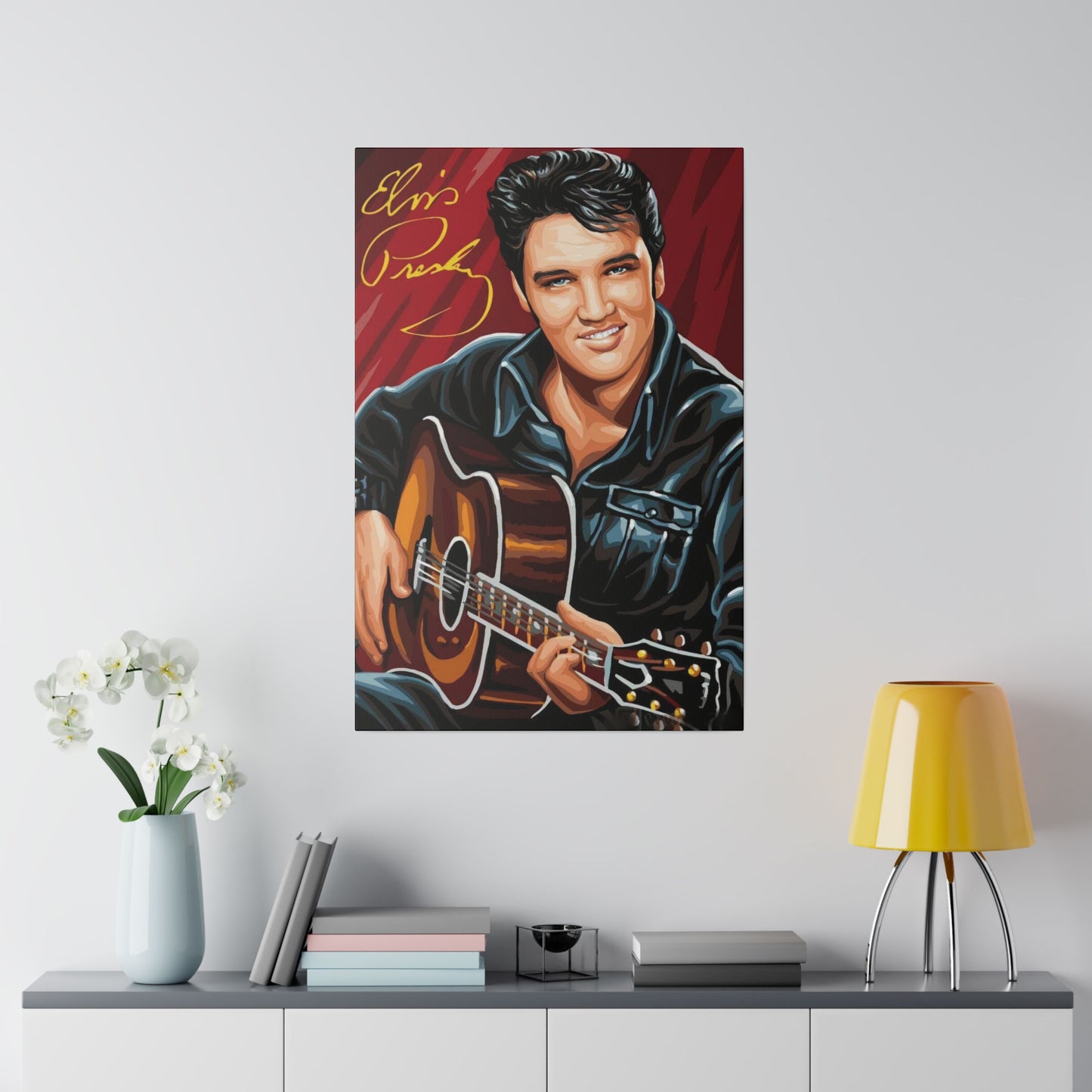 Elvis Presley on his Guitar Canvas