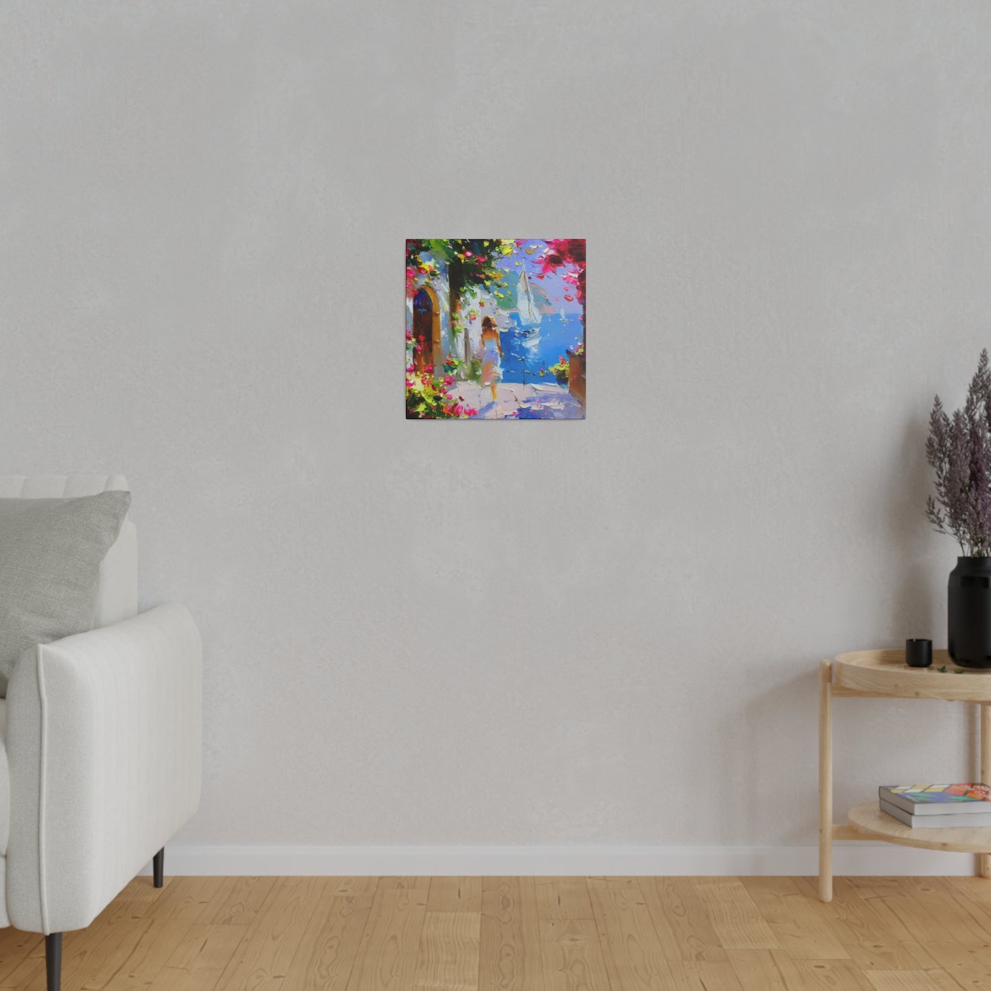 Seaside Elegance: Lady in White - Canvas