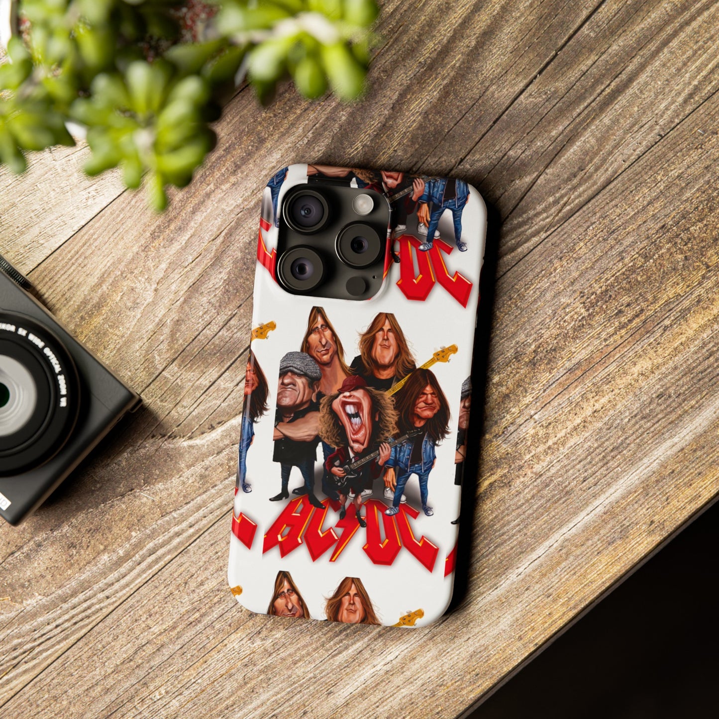 AC/DC Angus Young Rockin Caricatures iPhone 15, 14, 13, 12 Cases