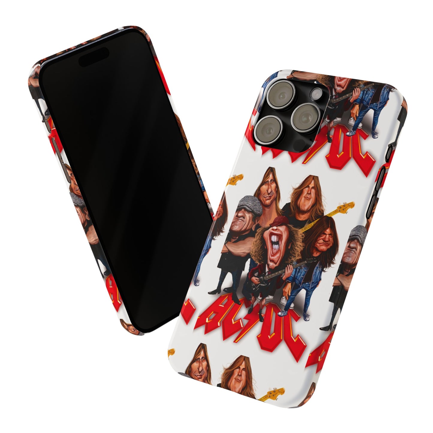 AC/DC Angus Young Rockin Caricatures iPhone 15, 14, 13, 12 Cases