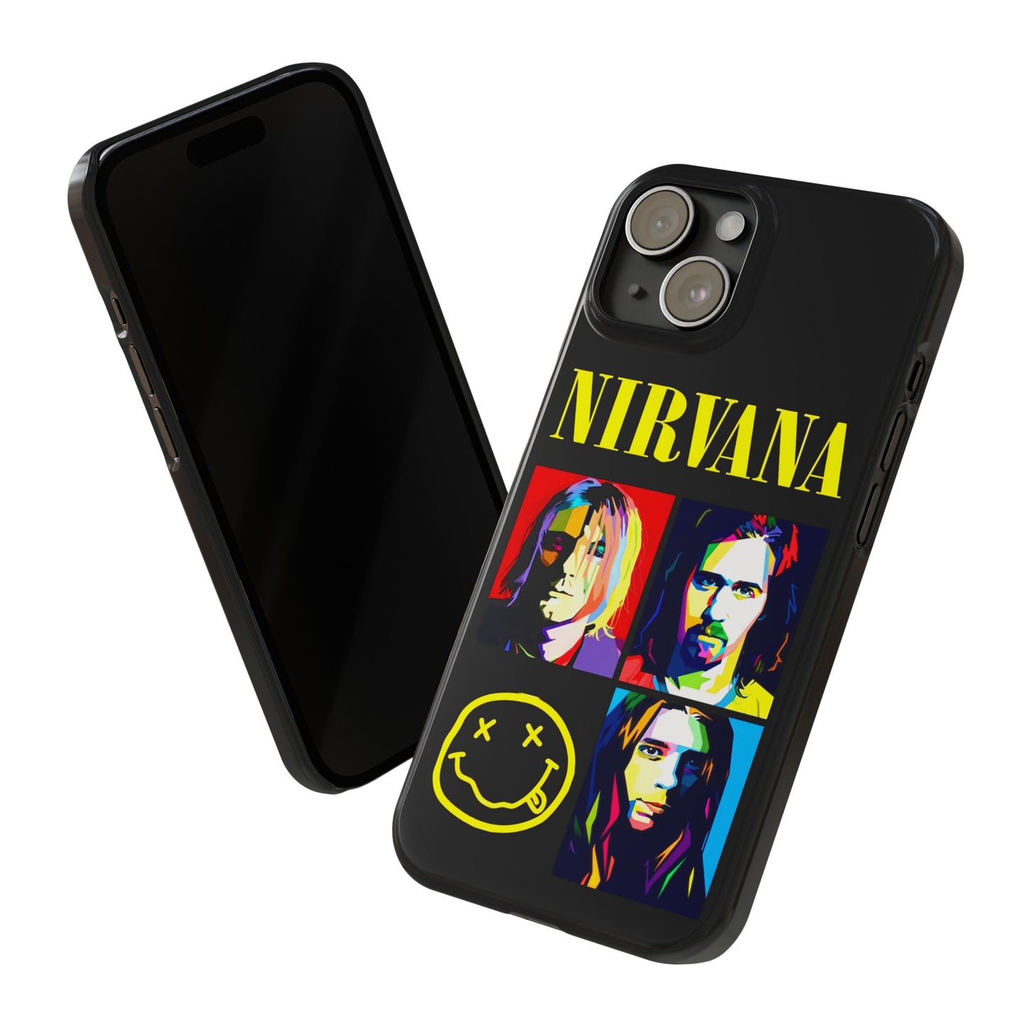 Nirvana Tribute: Kurt Cobain iPhone 15, 14, 13, 12, 11 Art in Black