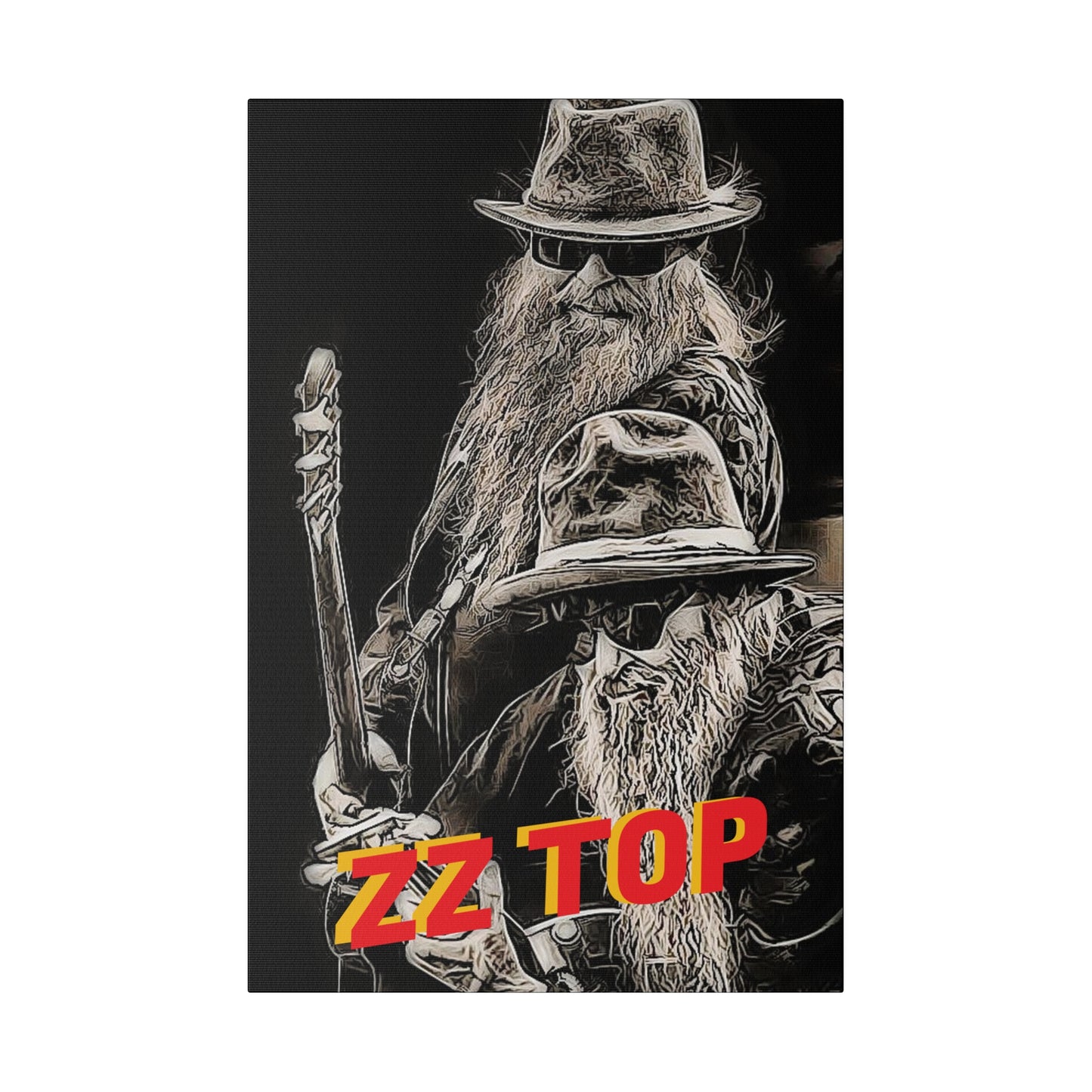 ZZ Top with Beard and Hat" Canvas