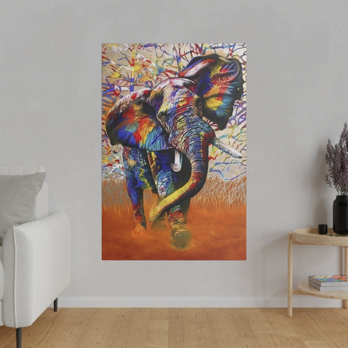 Colorful Elephant Majesty Art - Canvas