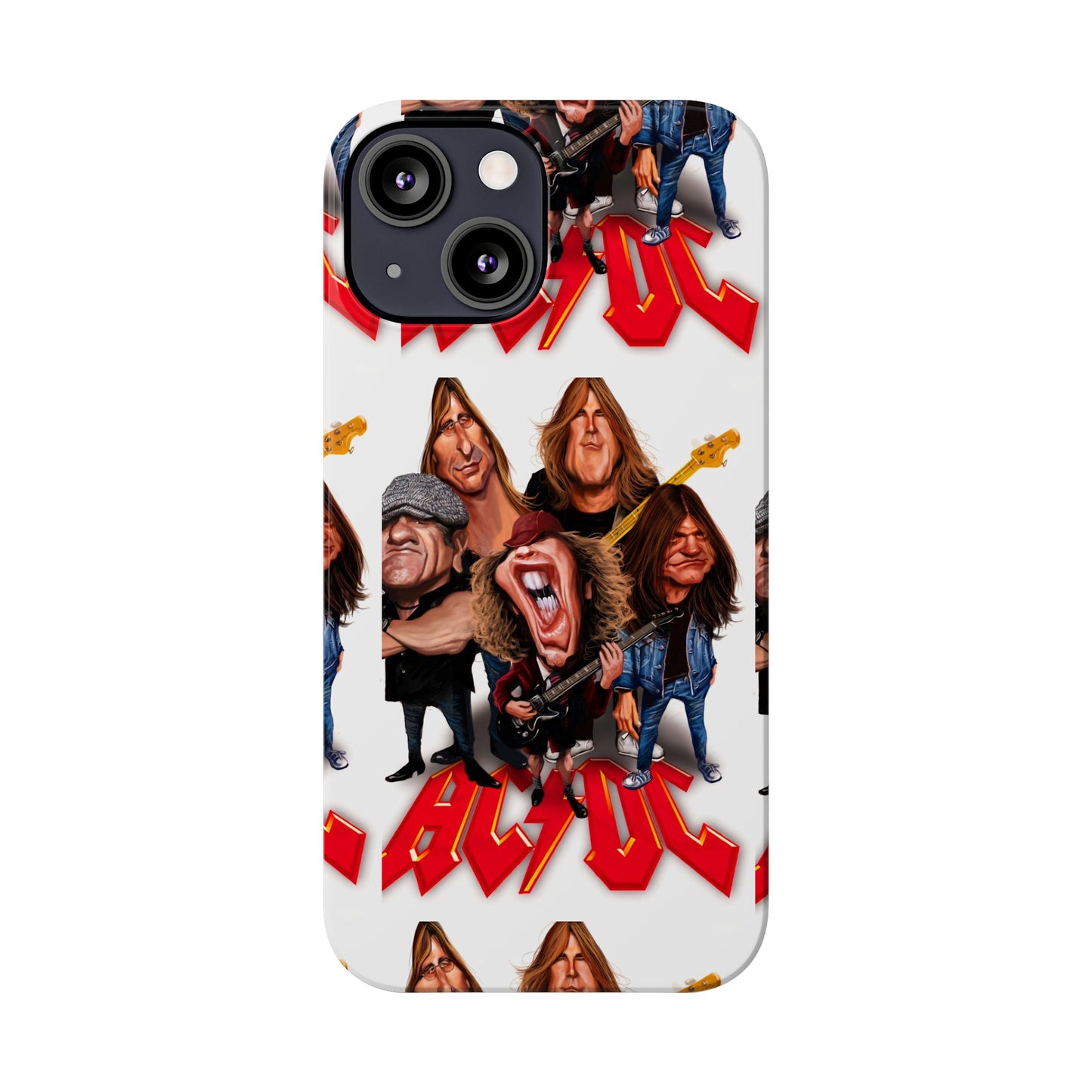 AC/DC Angus Young Rockin Caricatures iPhone 15, 14, 13, 12 Cases