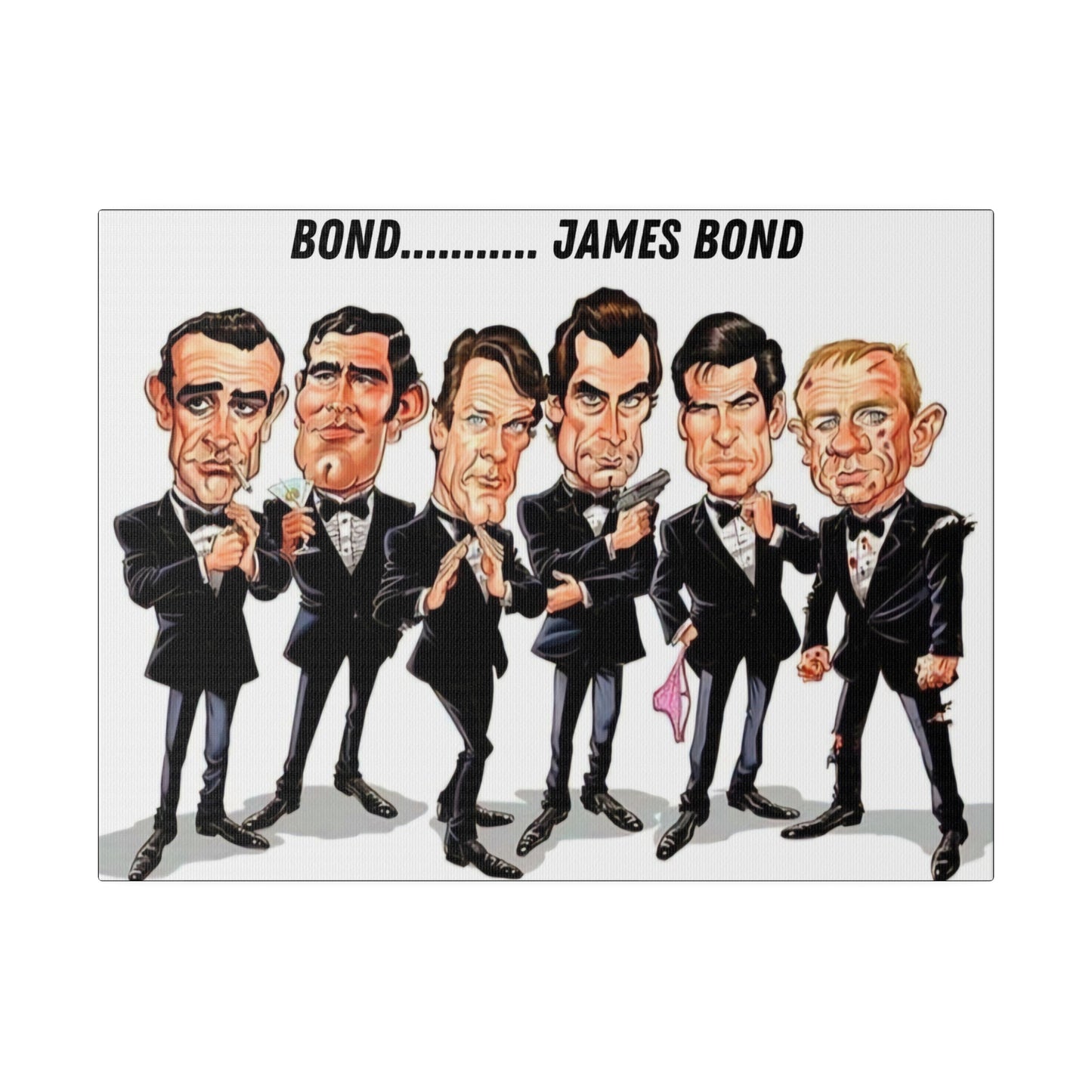 007 Caricature Collage: James Bond Canvas
