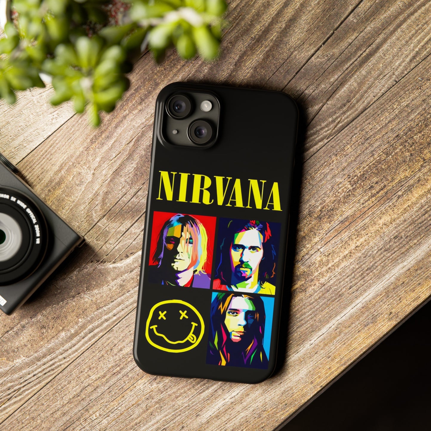 Nirvana Tribute: Kurt Cobain iPhone 15, 14, 13, 12, 11 Art in Black