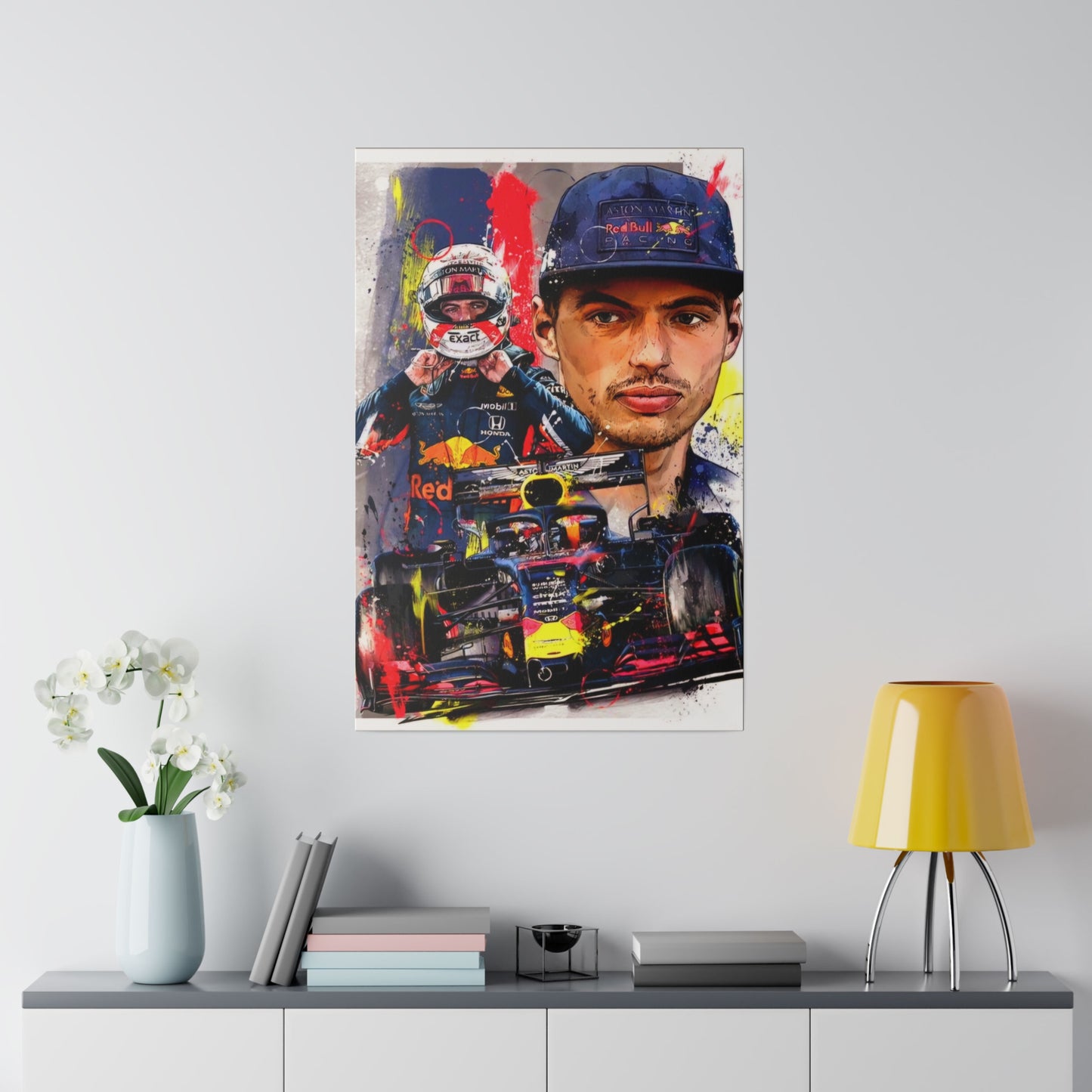 Max Verstappen with F1 Car Canvas