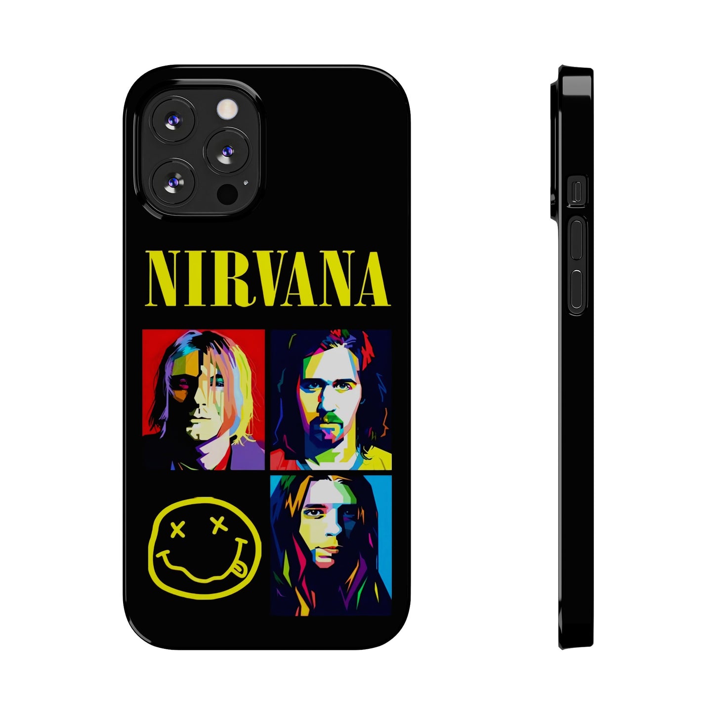 Nirvana Tribute: Kurt Cobain iPhone 15, 14, 13, 12, 11 Art in Black