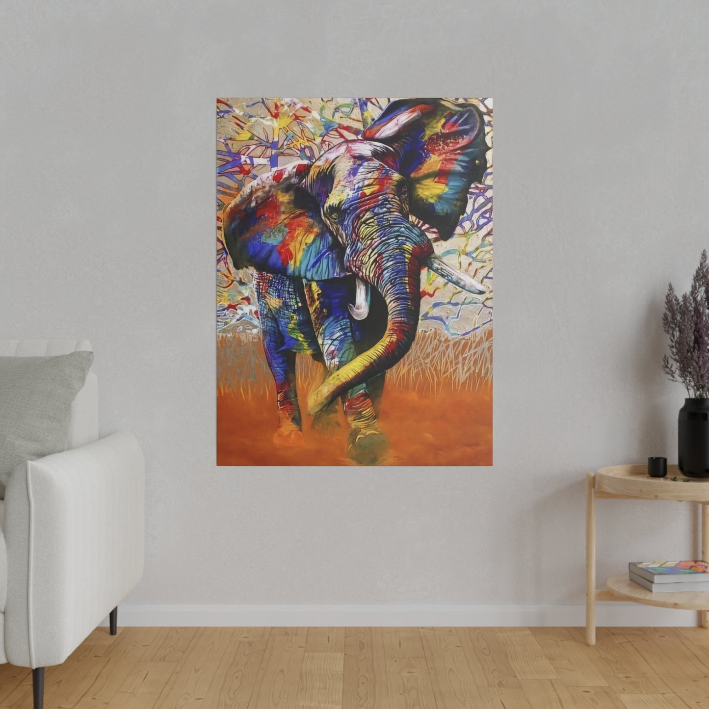 Colorful Elephant Majesty Art - Canvas