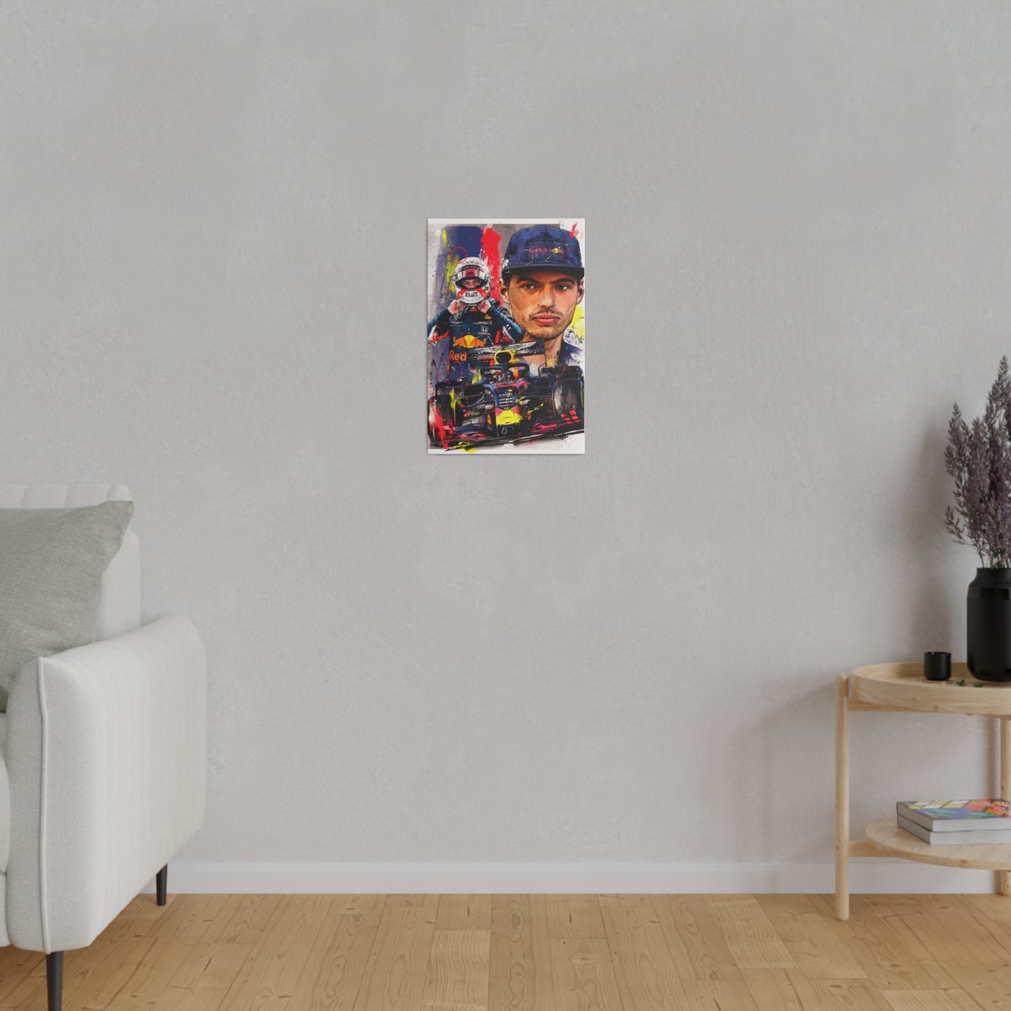 Max Verstappen with F1 Car Canvas