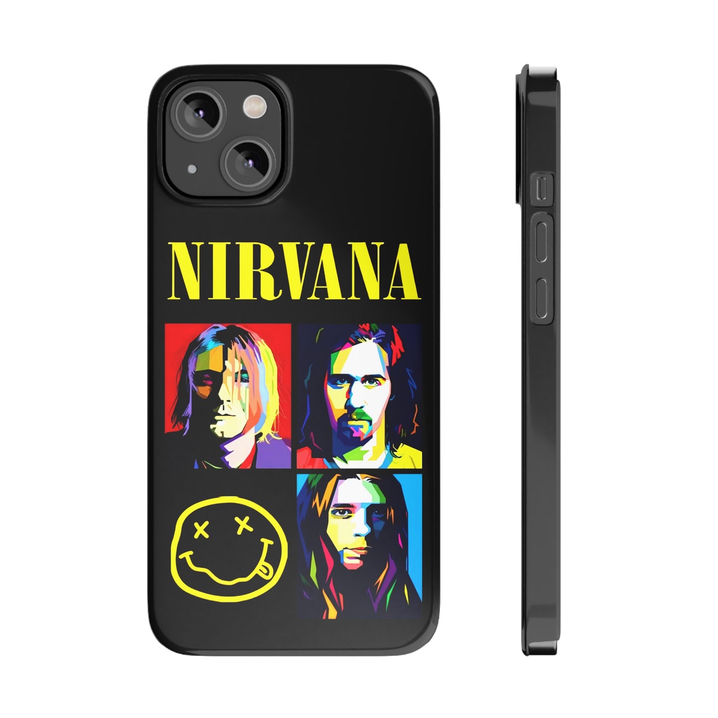 Nirvana Tribute: Kurt Cobain iPhone 15, 14, 13, 12, 11 Art in Black