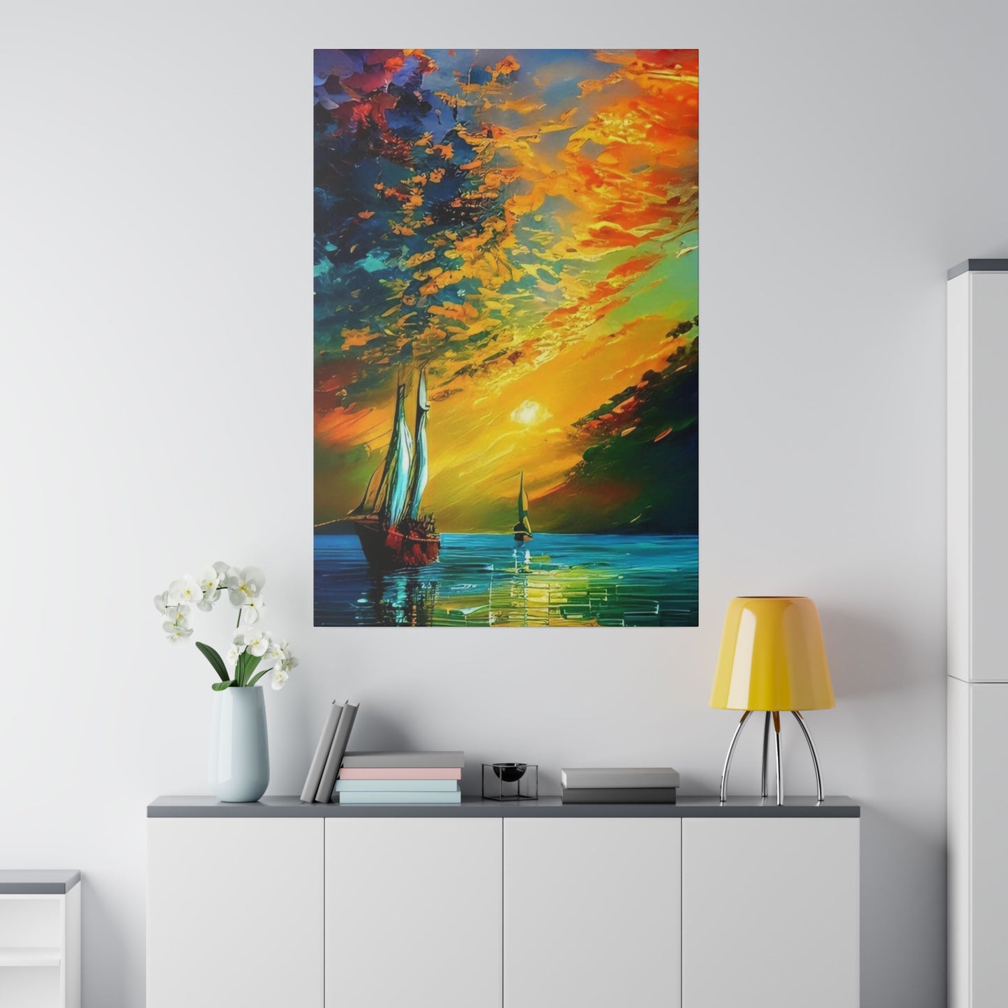 Sailing from the Sunset: Nautical Wall Art - Canvas