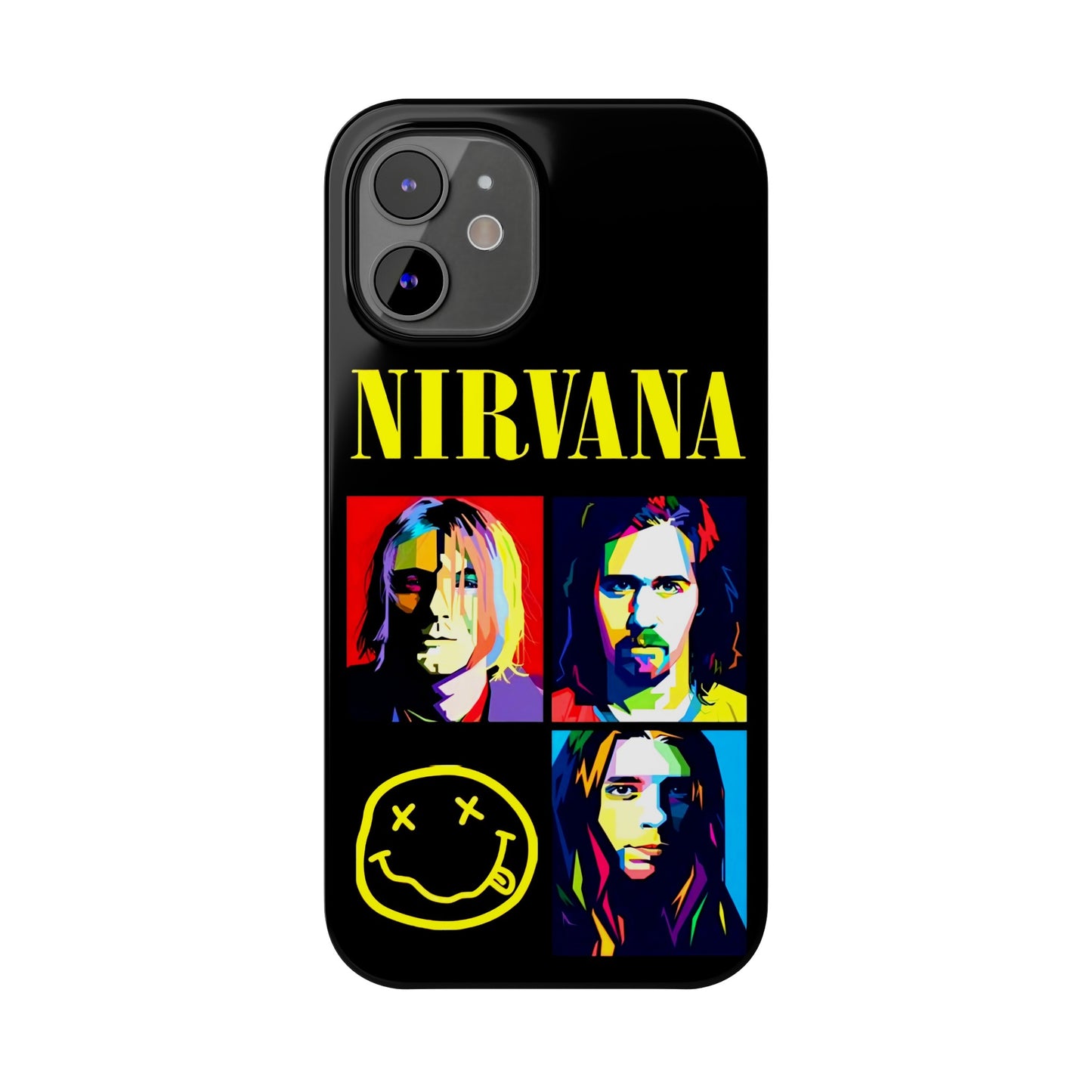 Nirvana Tribute: Kurt Cobain iPhone 15, 14, 13, 12, 11 Art in Black